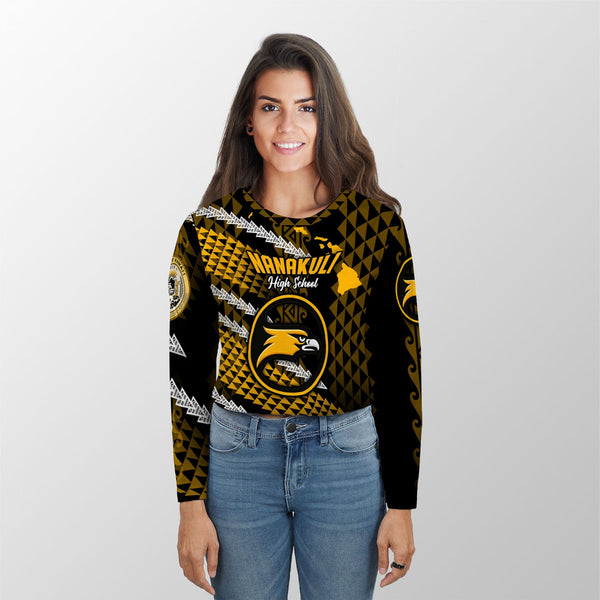 Hawaii Nanakuli High School Custom Croptop Long T Shirt Map Style