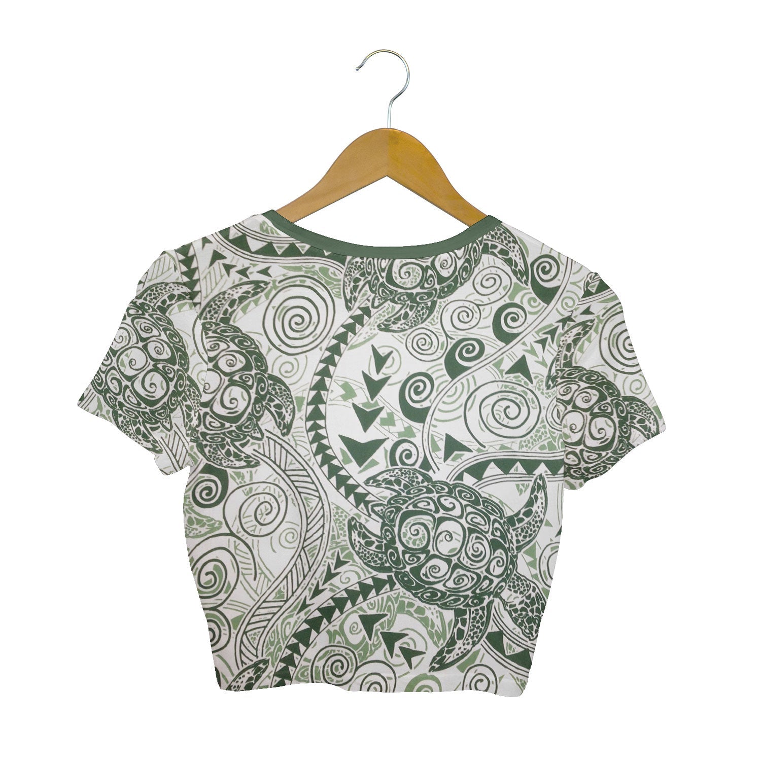 Hawaii Polynesian Turtle Croptop T Shirt Green Style