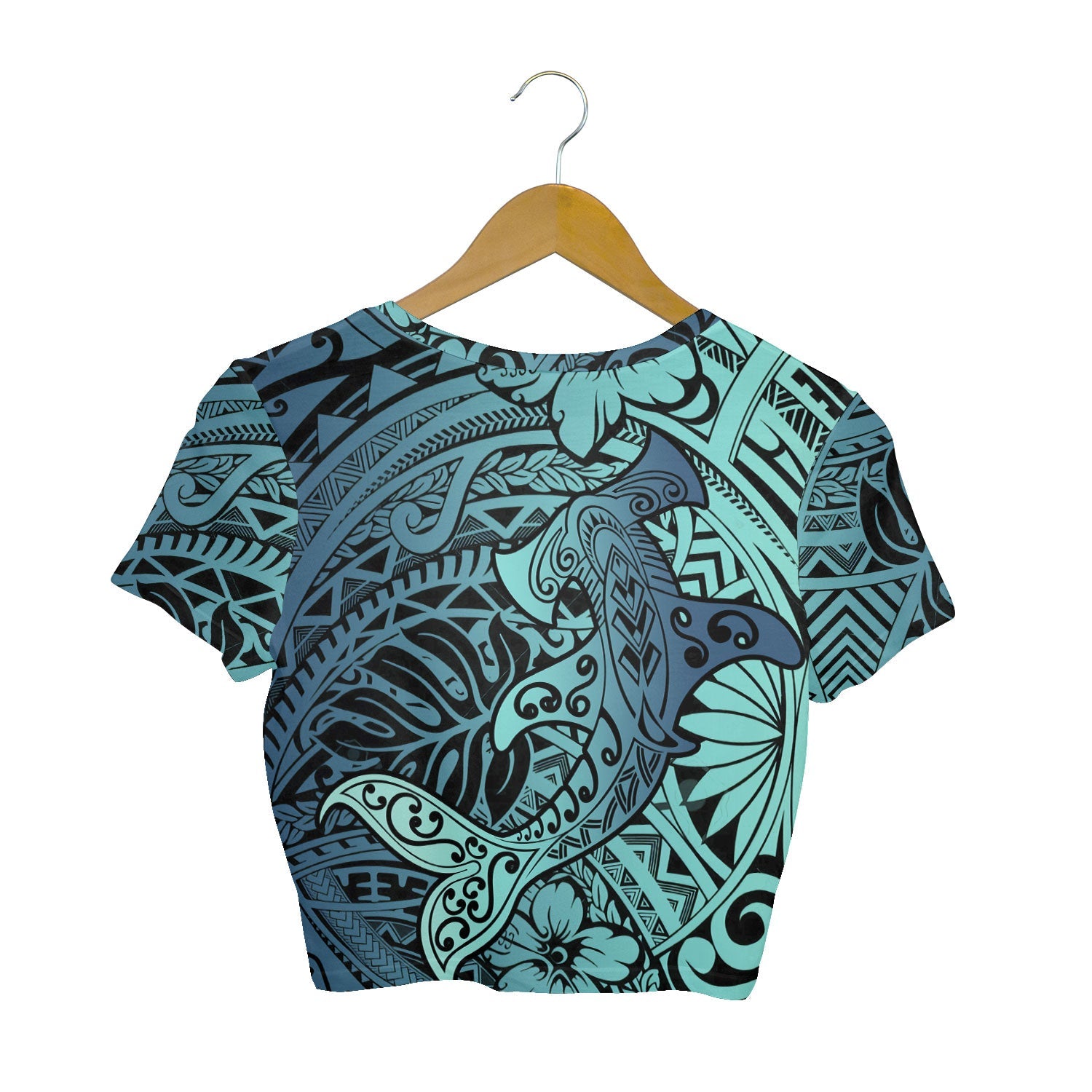 Hawaii Hammerhead Shark Croptop T Shirt Light See Blue Style