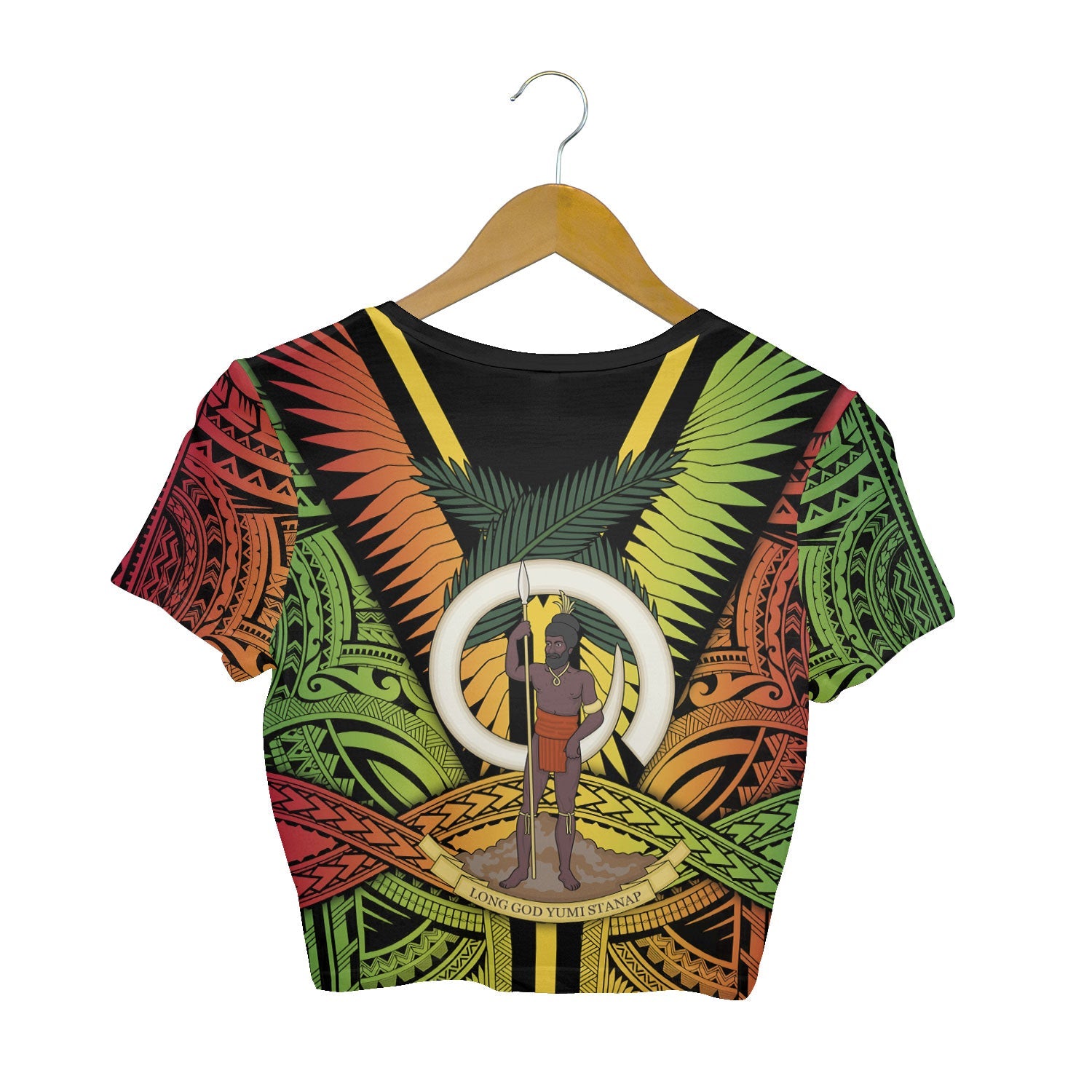 Vanuatu Croptop T Shirt Coat Of Arms Reggae Style