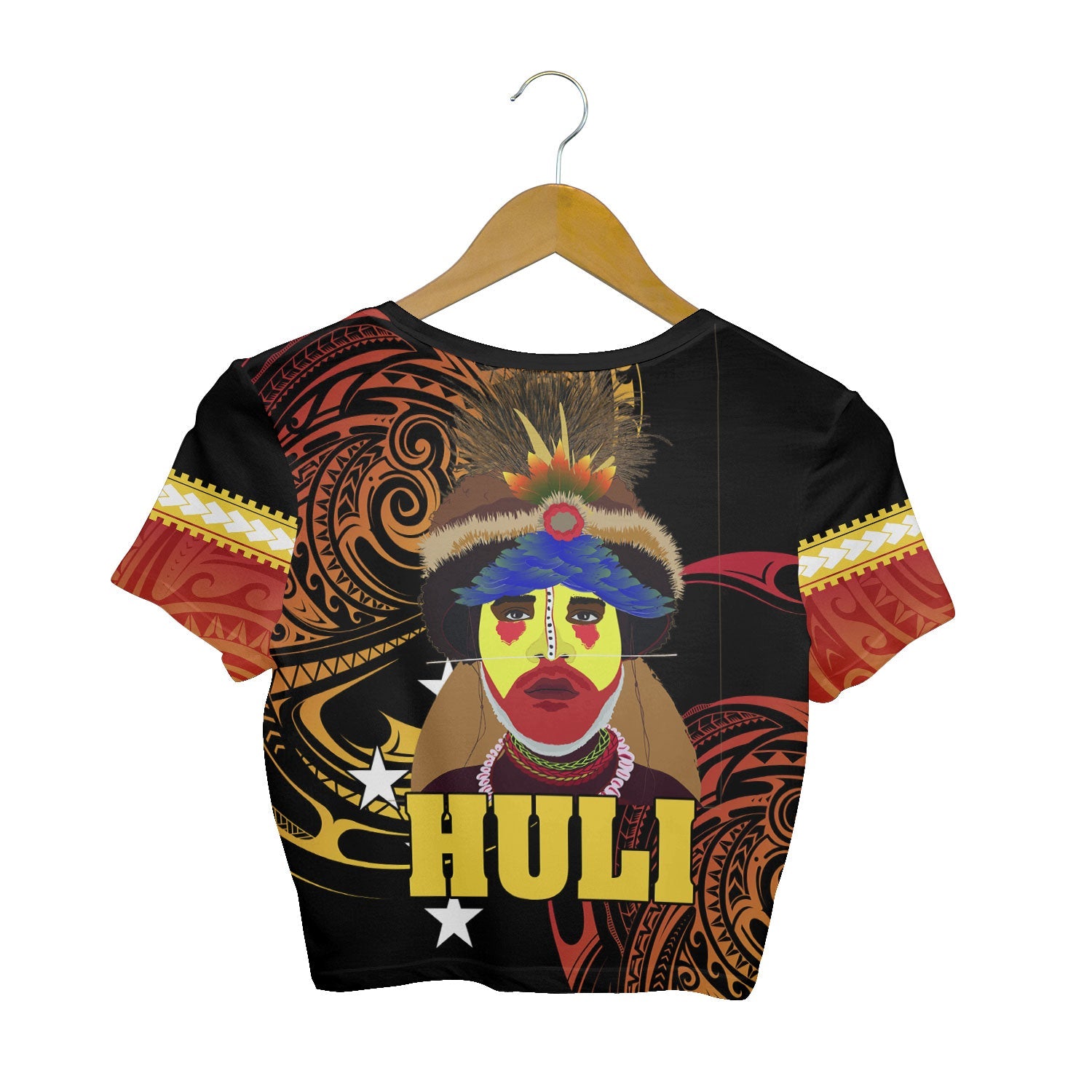 Papua New Guinea Croptop T Shirt Huli Wigmen Style