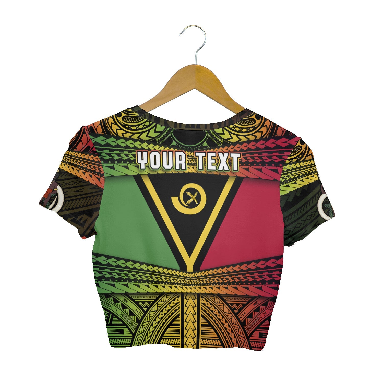 Custom Vanuatu Flag & Coat Of Arms Croptop T Shirt Reggae Style