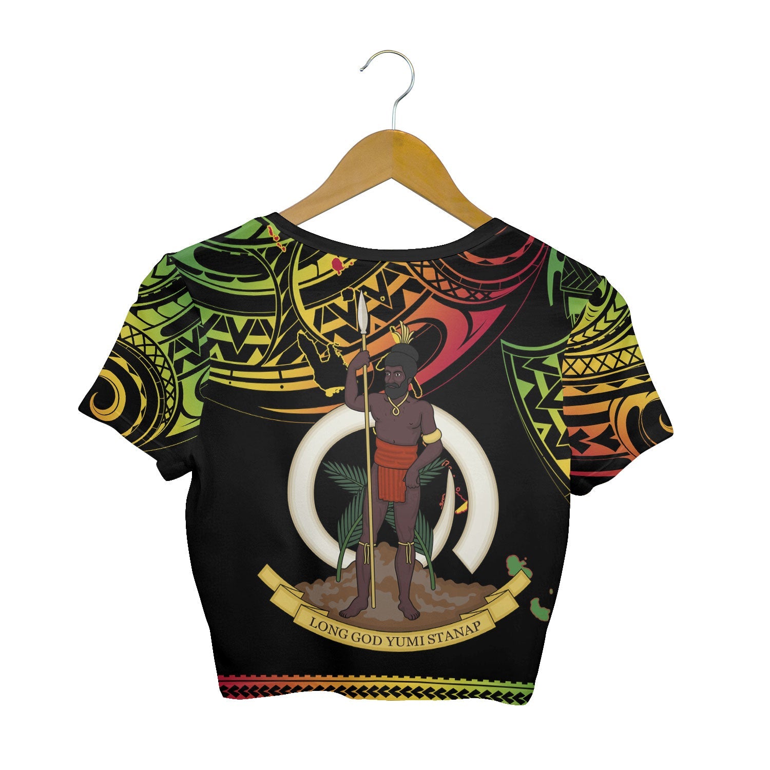 Vanuatu Proud To Be Ni-Van Croptop T Shirt Coat Of Arms Reggae Style