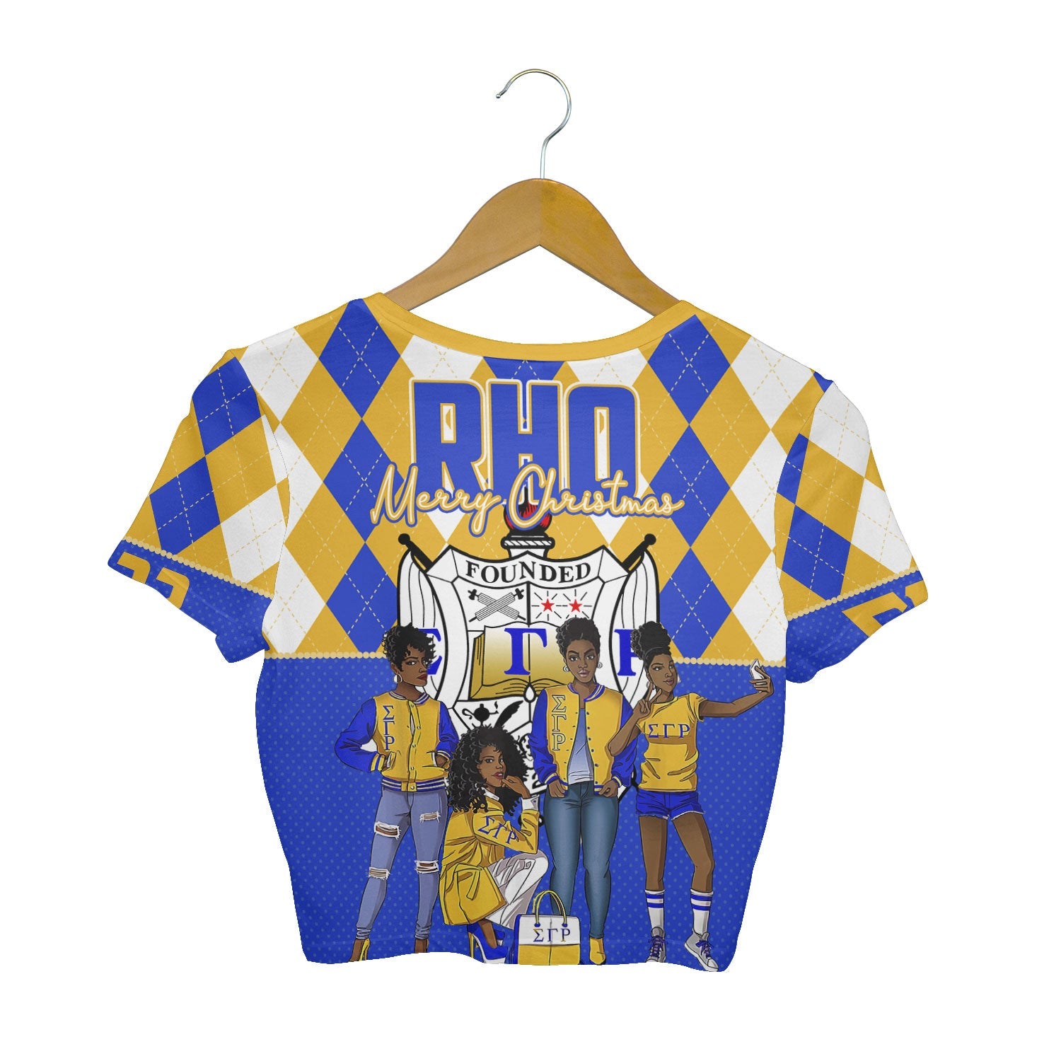 Sorority Shirt - Christmas Sigma Gamma Rho Girl Croptop T Shirt Rhombus Pattern Style