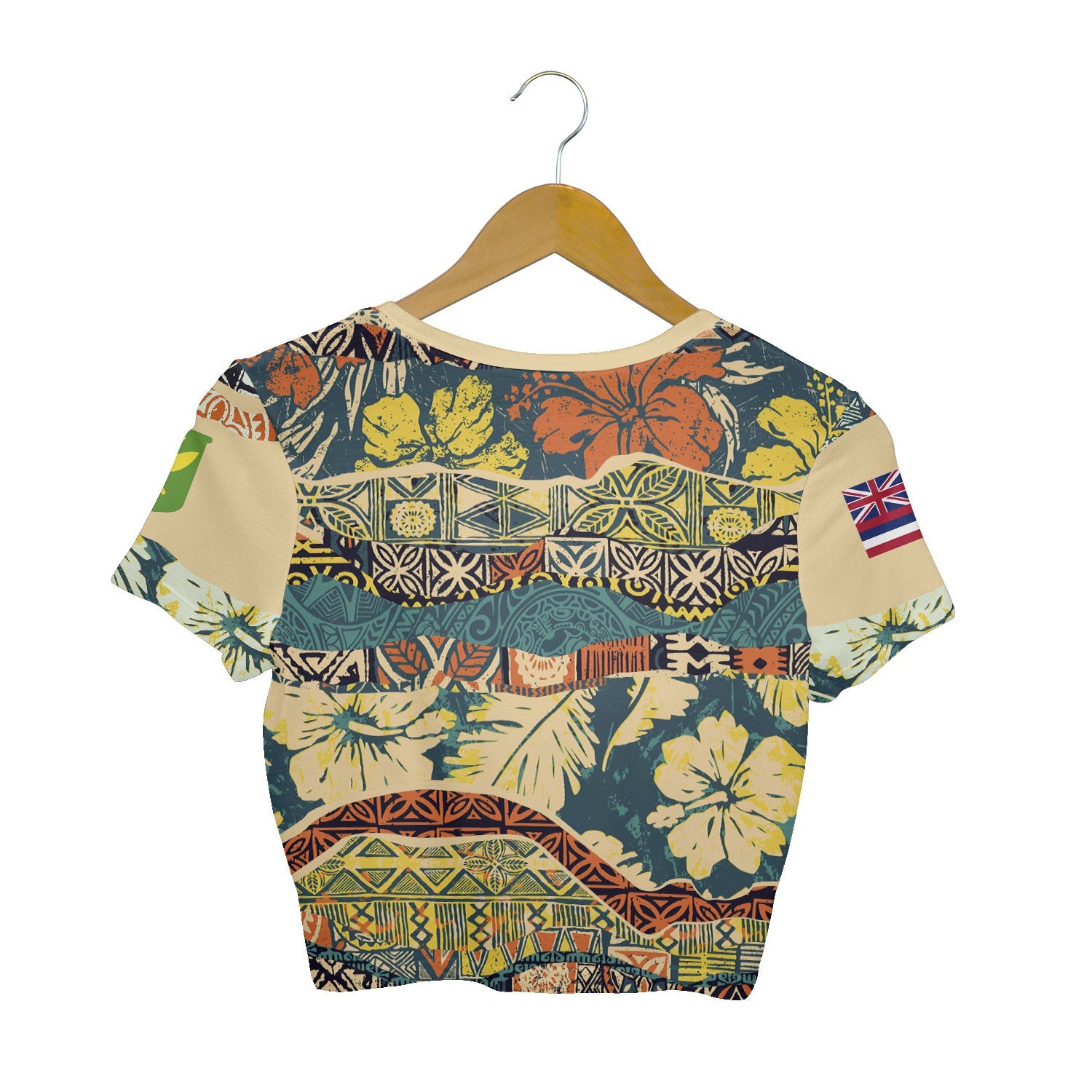 Hawaii Flag Croptop T Shirt Coat Of Arm Style