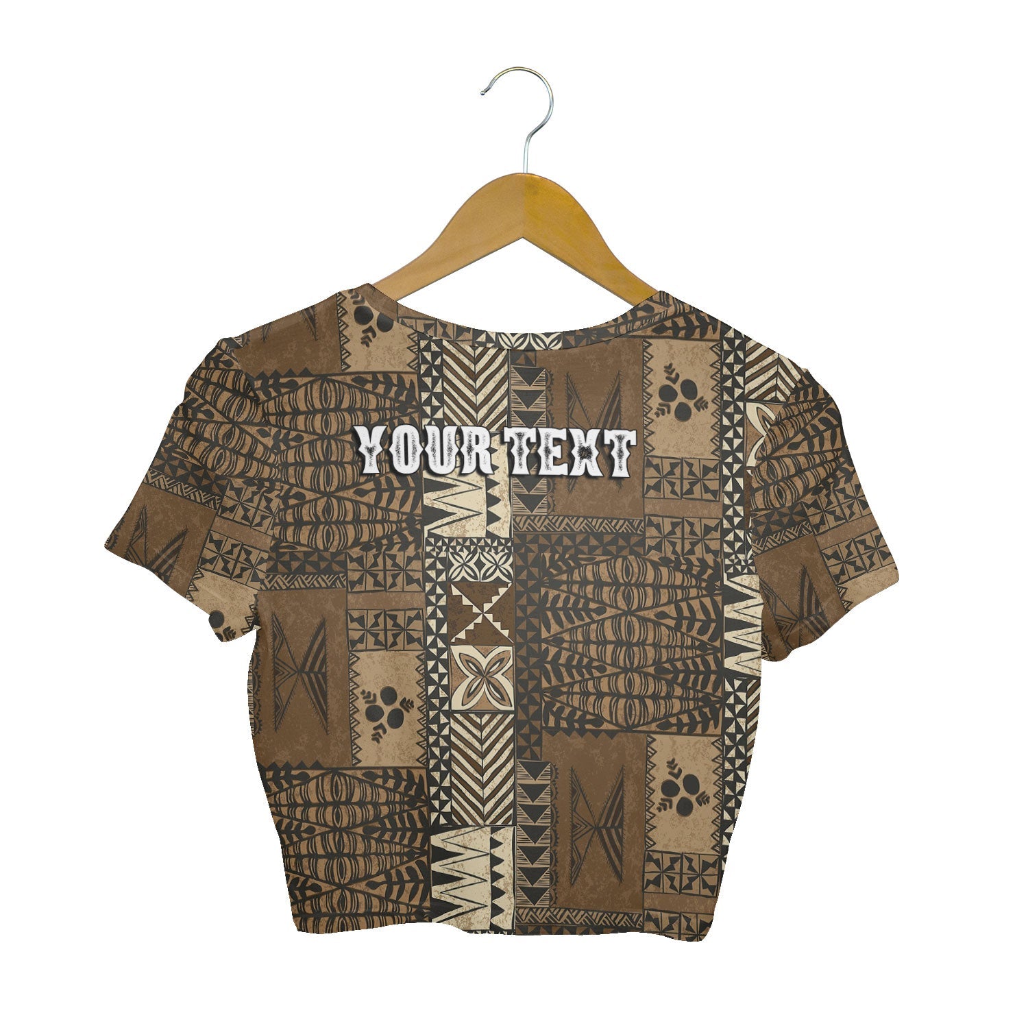 Custom Tonga Croptop T Shirt Ngatu Tapa Style