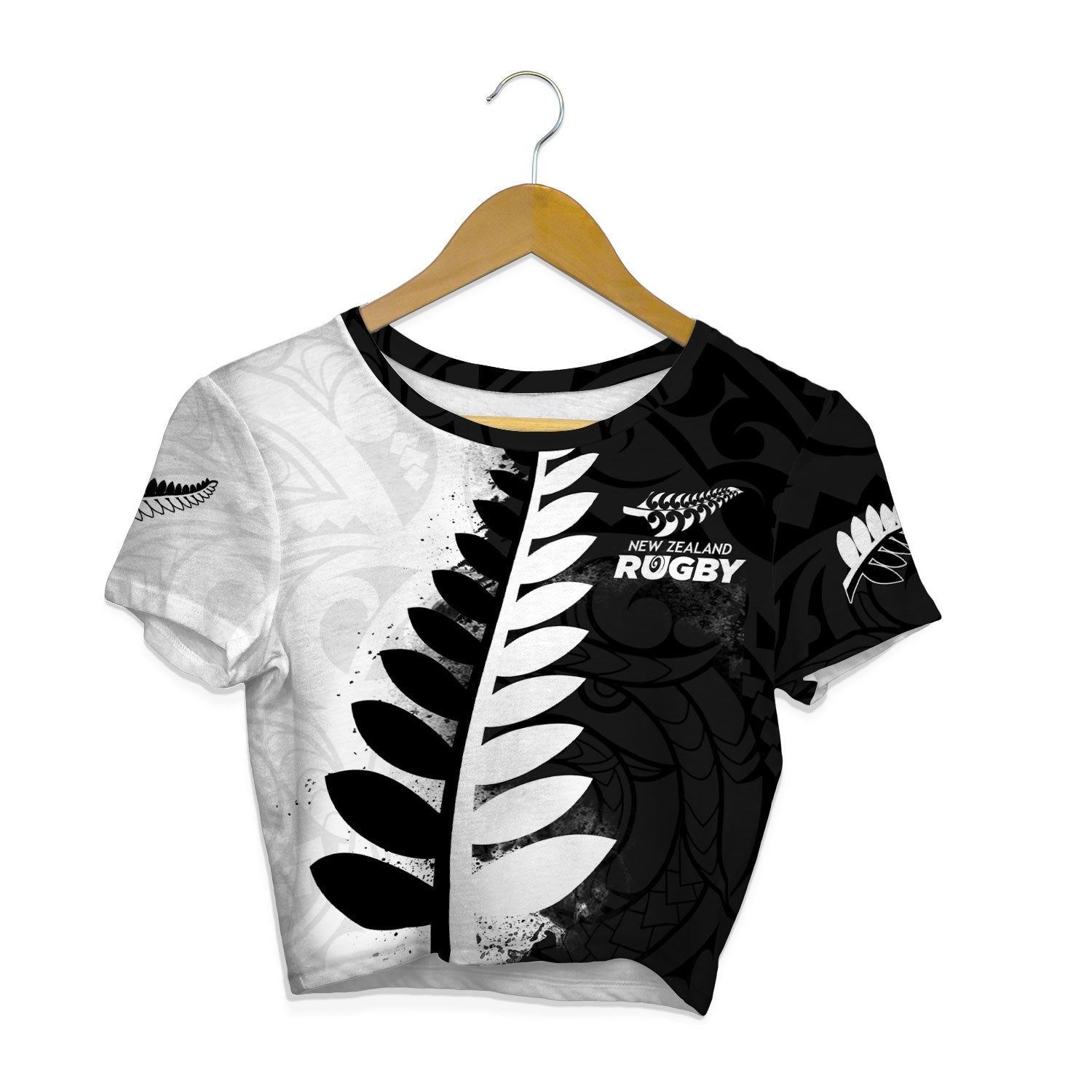 Custom New Zealand Rugby Croptop T Shirt Silver Fern Style