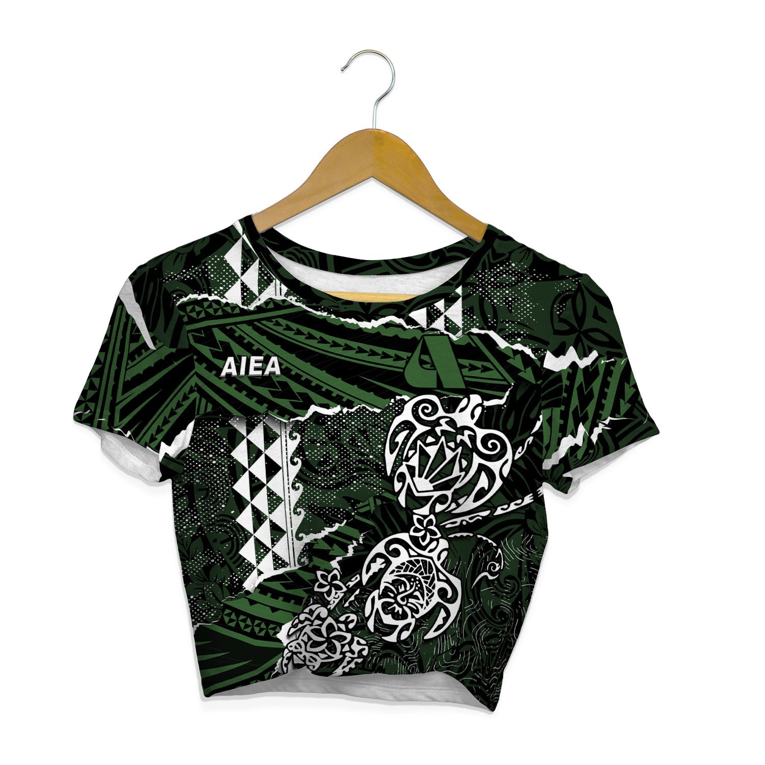 Hawaii Aiea High School Custom Croptop T Shirt Polynesian Turtle Style