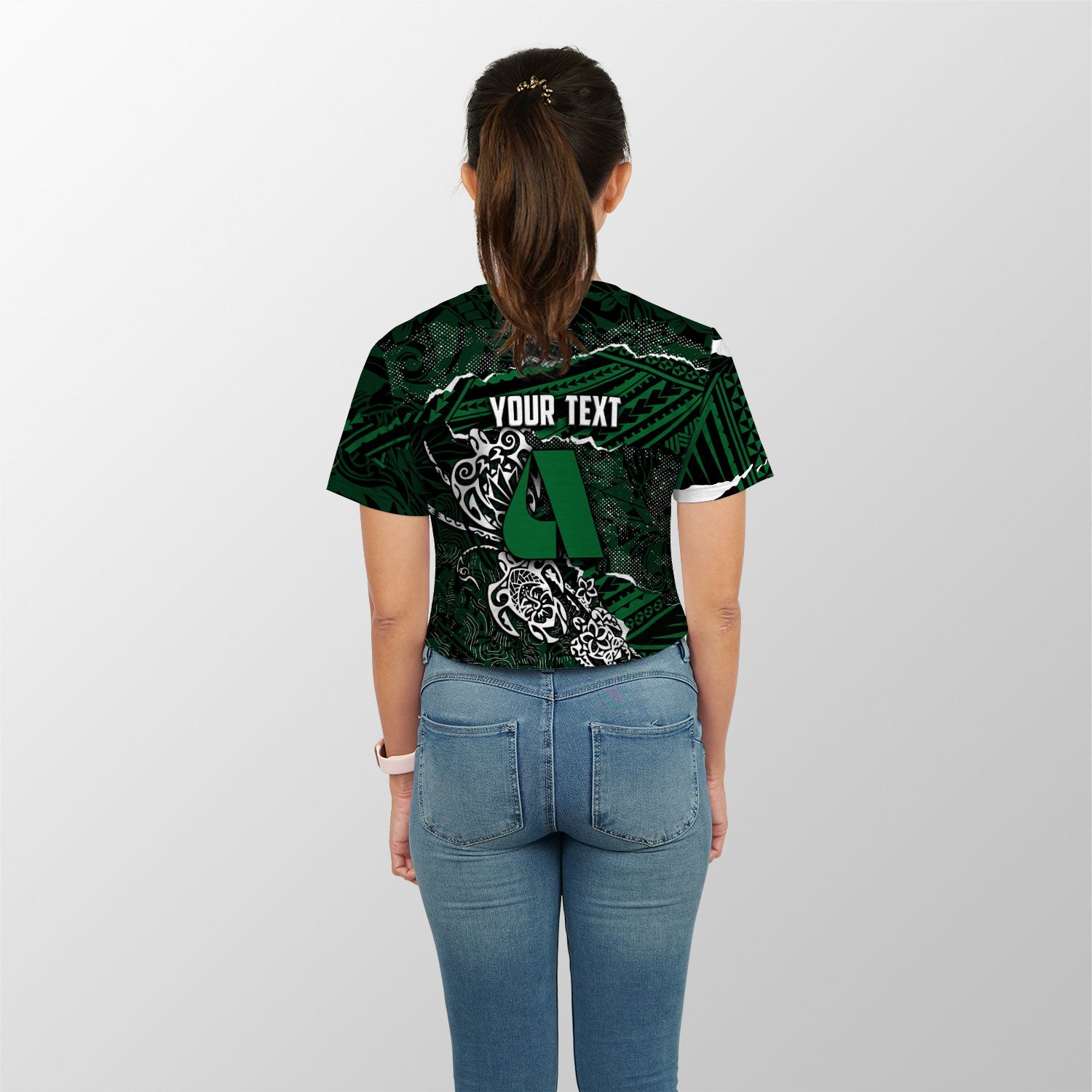 Hawaii Aiea High School Custom Croptop T Shirt Polynesian Turtle Style