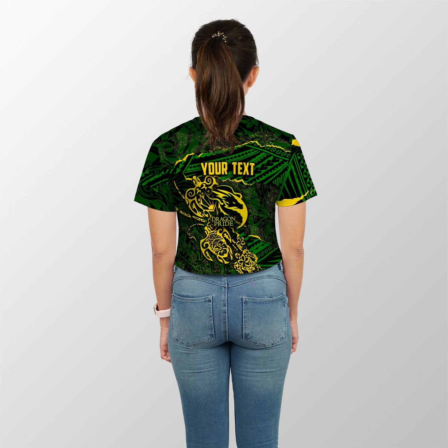 Hawaii Honoka High & Intermediate School Custom Croptop T Shirt Polynesian Turtle Style