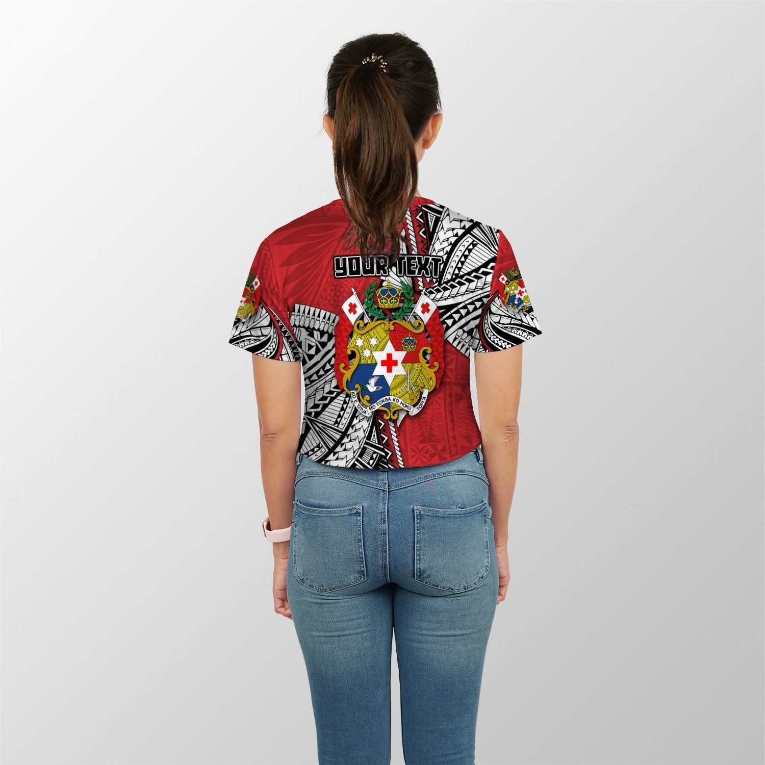 Custom Tonga Vava'u Lahi Coat Of Arms Croptop T Shirt