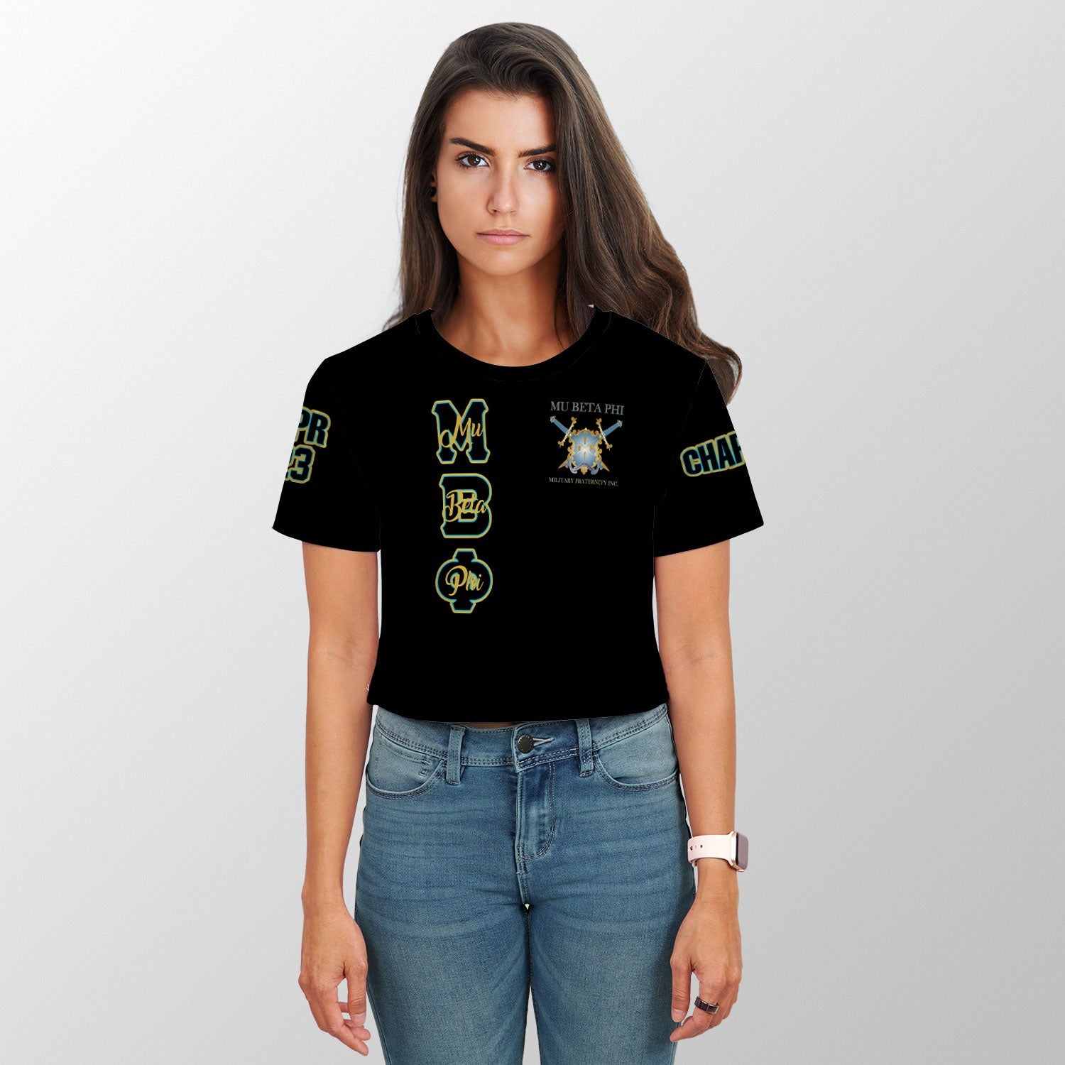 Fraternity Shirt - Personalized Mu Beta Phi Croptop T Shirt Original Black Style