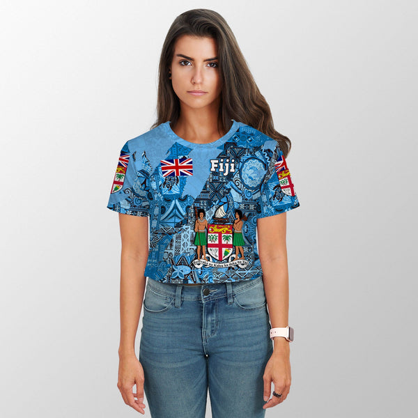 Fiji Flag & Coat Of Arms Croptop T Shirt