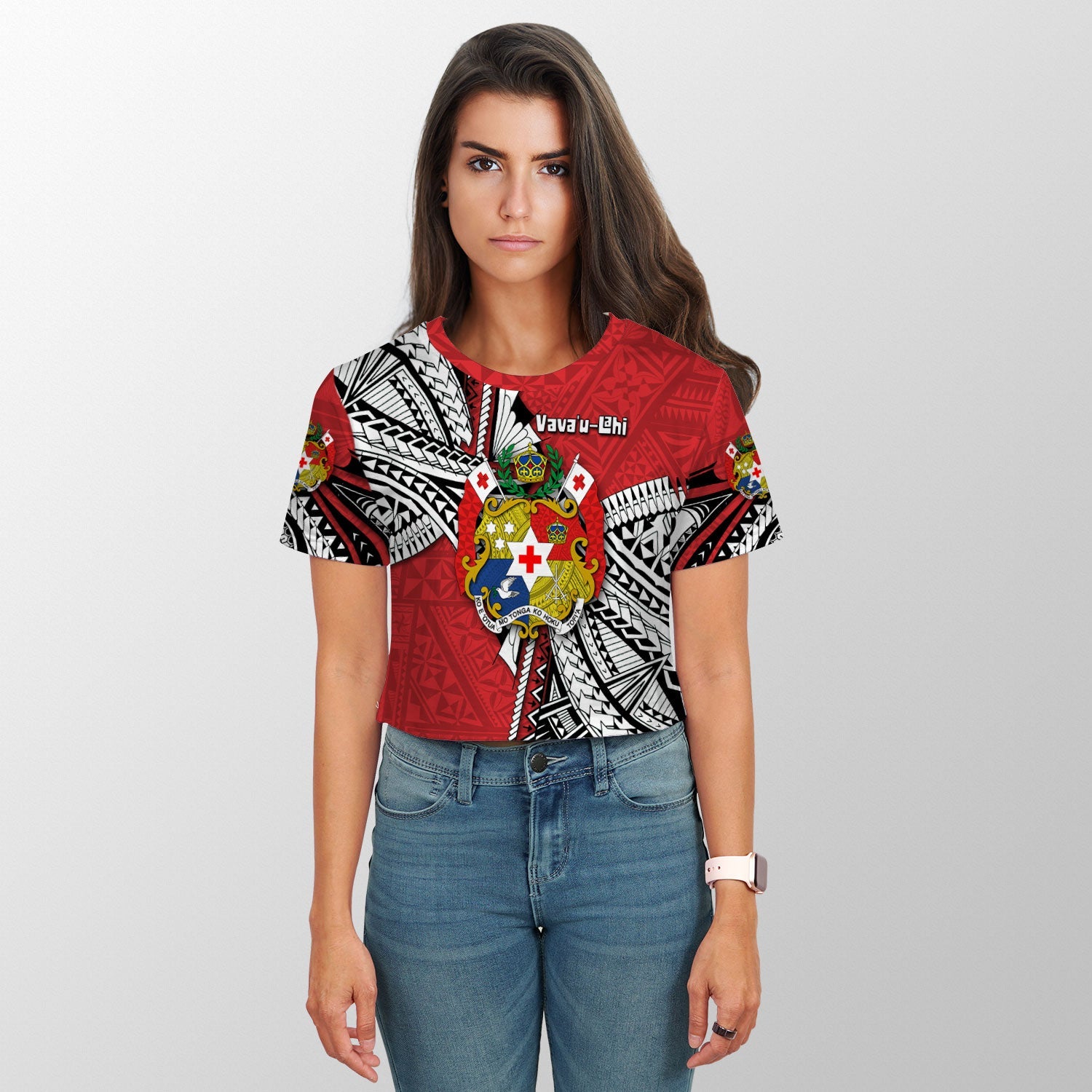 Custom Tonga Vava'u Lahi Coat Of Arms Croptop T Shirt