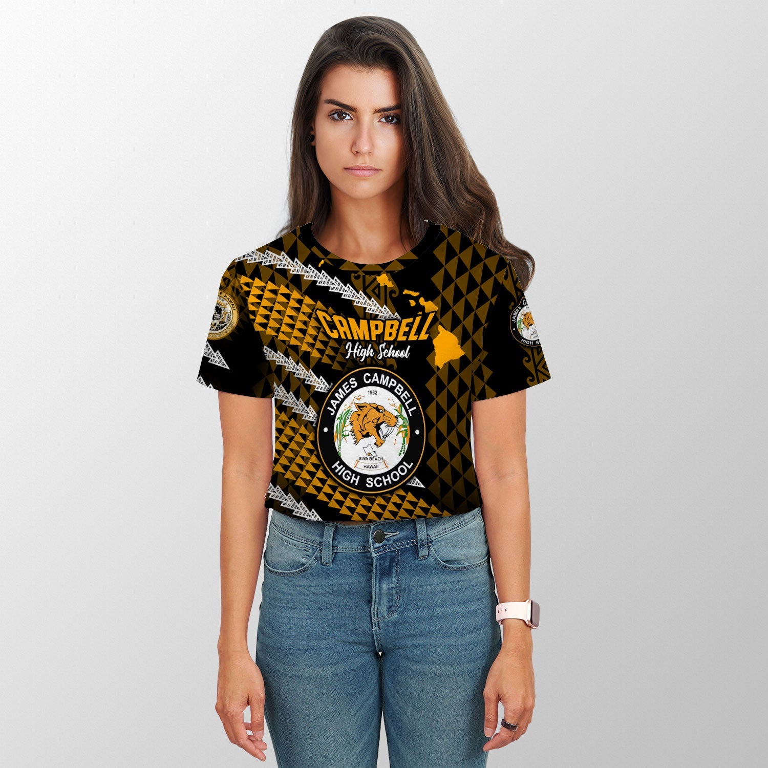 Hawaii James Campbell High School Custom Croptop T Shirt Map Style