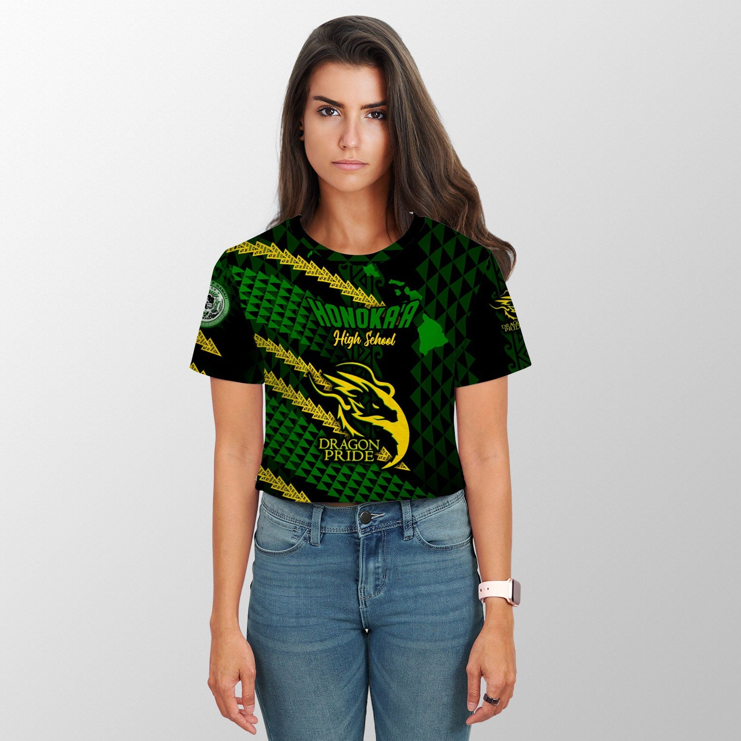 Hawaii Honoka High & Intermediate School Custom Croptop T Shirt Map Style