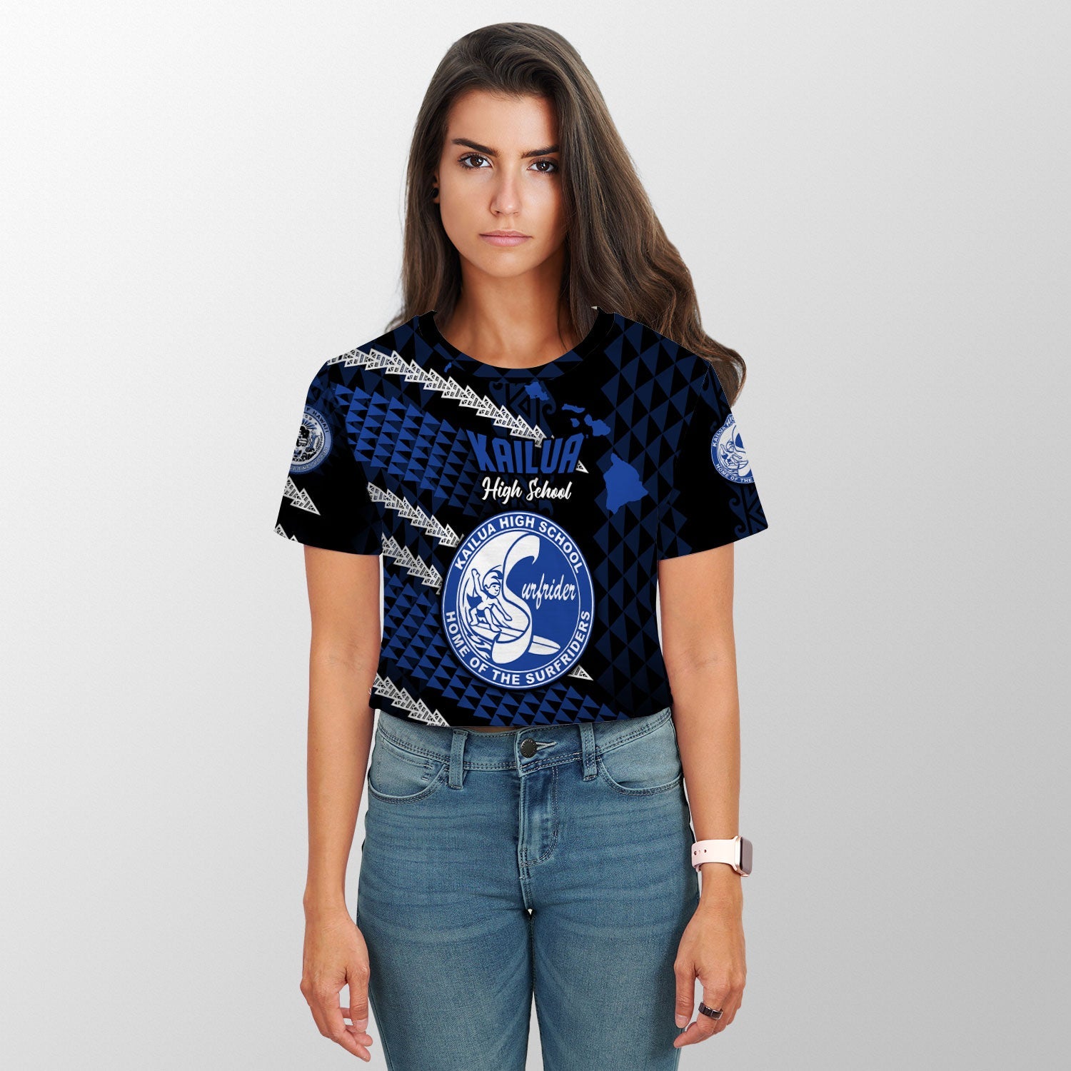 Hawaii Kailua High School Custom Croptop T Shirt Map Style