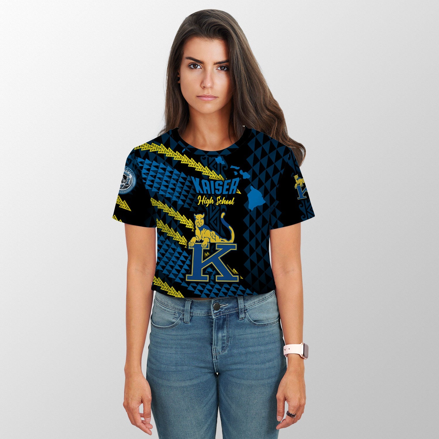 Hawaii Kaiser High School Custom Croptop T Shirt Map Style