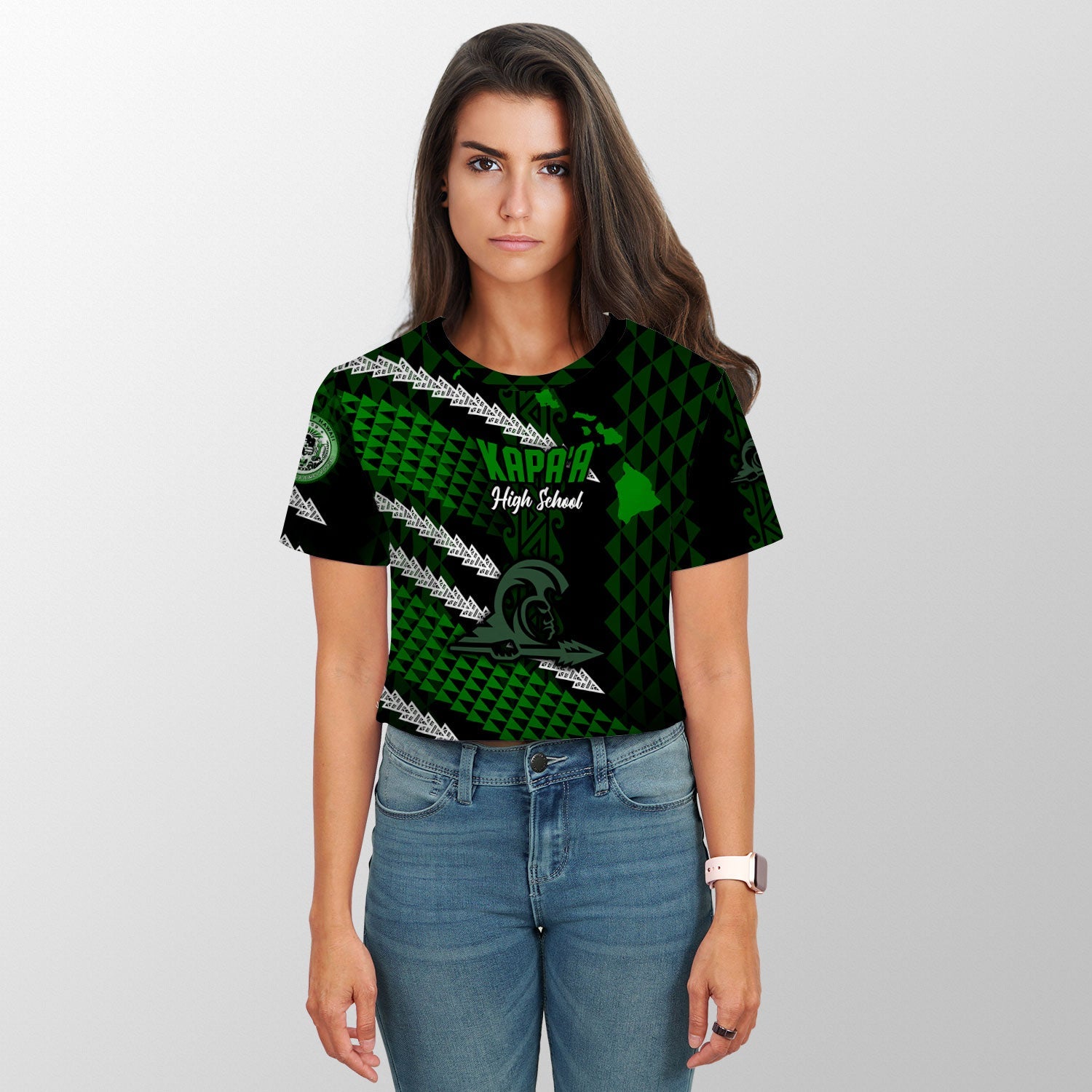 Hawaii Kapaa High School Custom Croptop T Shirt Map Style