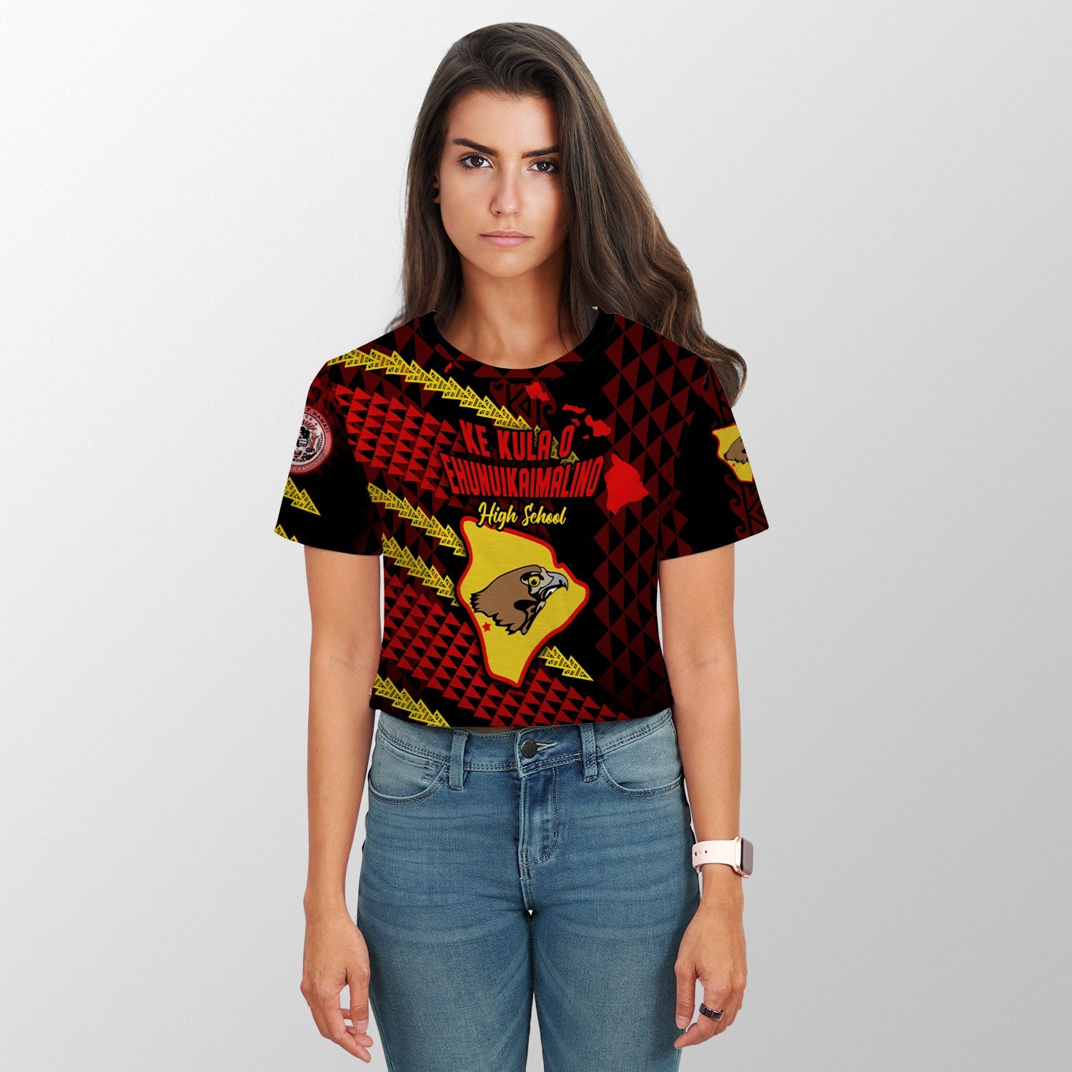 Hawaii Ke Kula O Ehunuikaimalino School Custom Croptop T Shirt Map Style