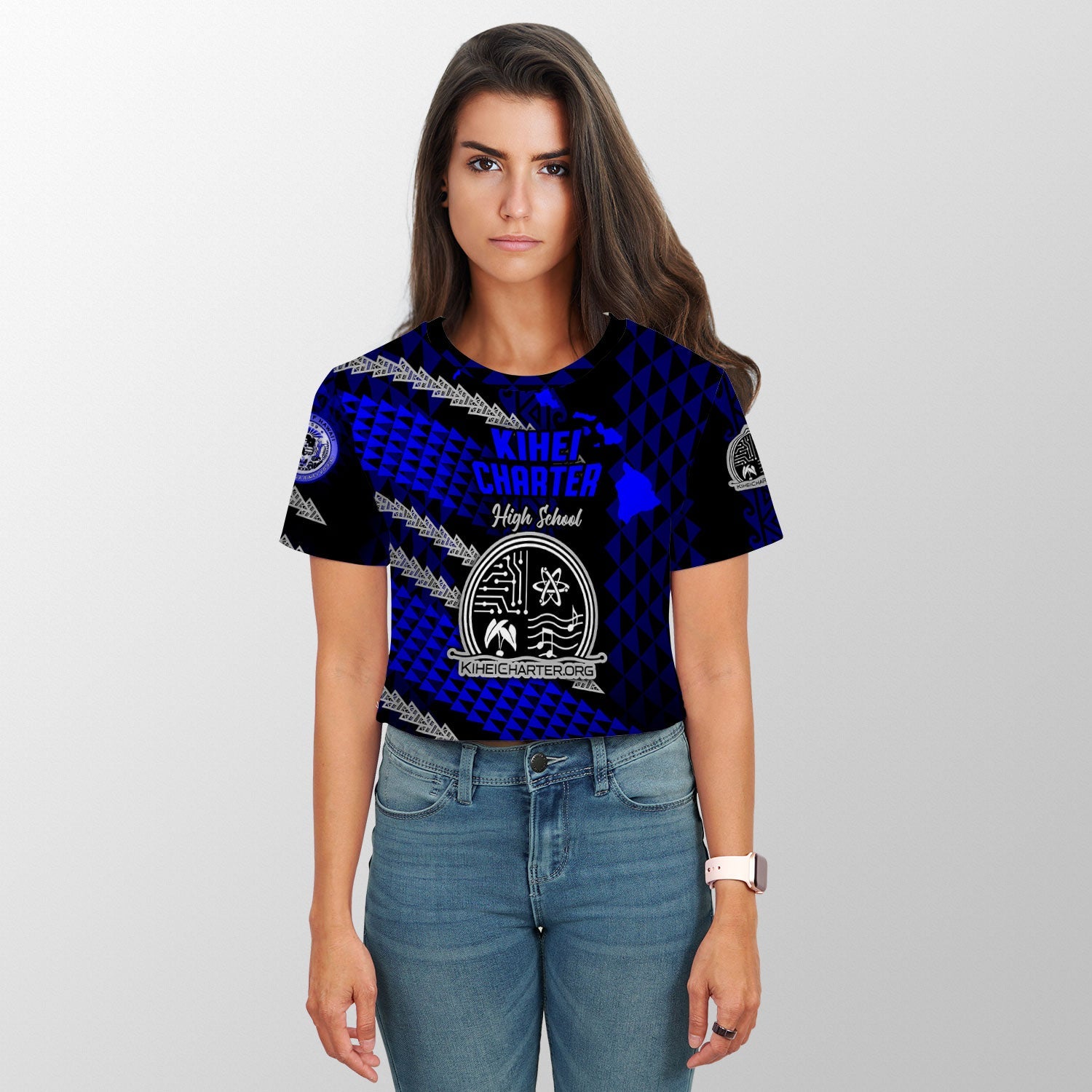 Hawaii Kihei Charter School Custom Croptop T Shirt Map Style