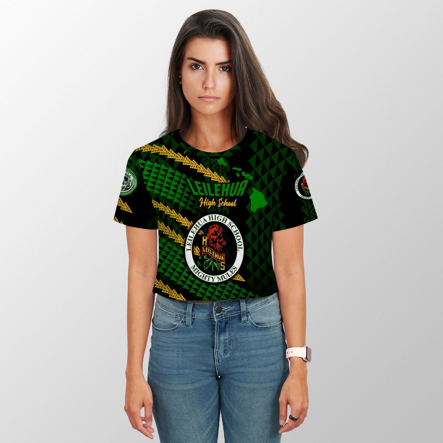 Hawaii Leilehua High School Custom Croptop T Shirt Map Style