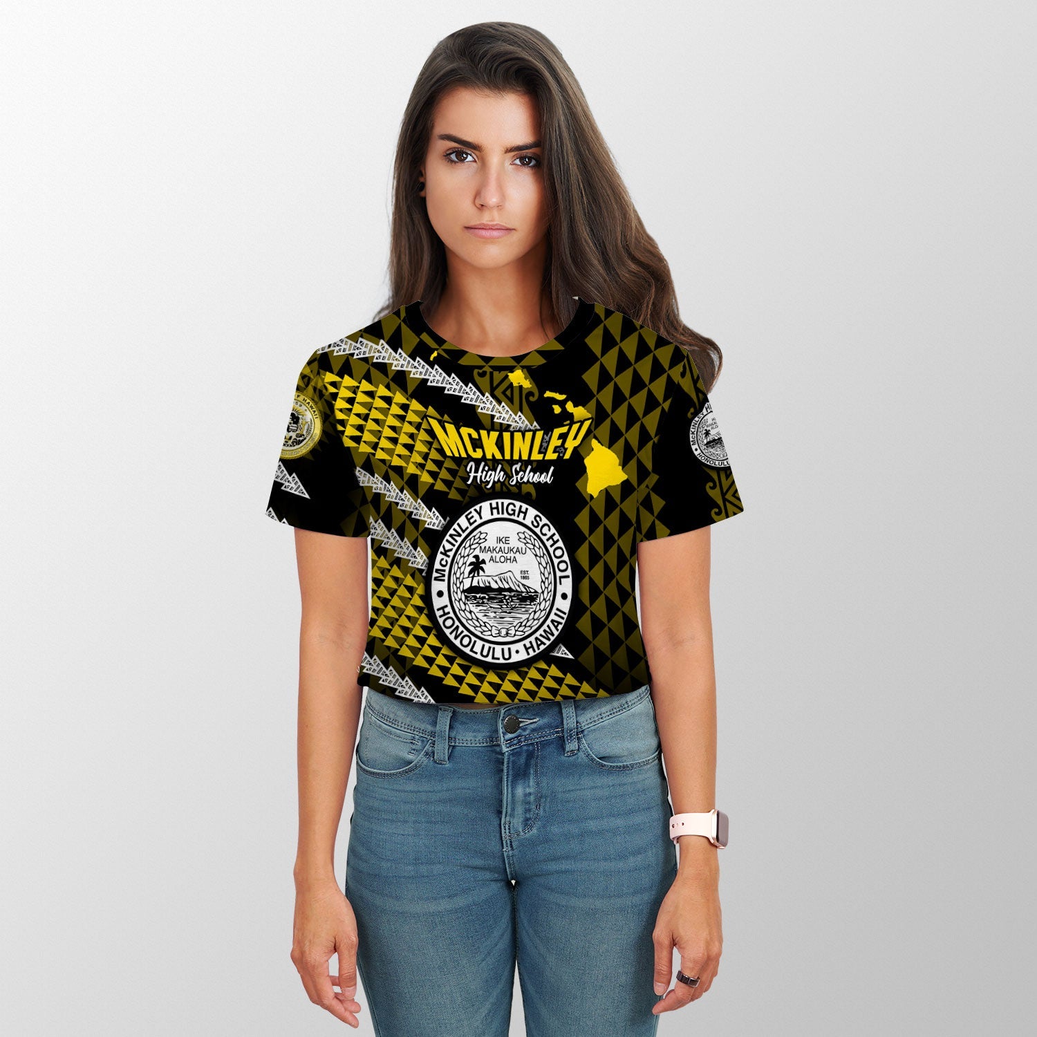 Hawaii President William McKinley High School Custom Croptop T Shirt Map Style