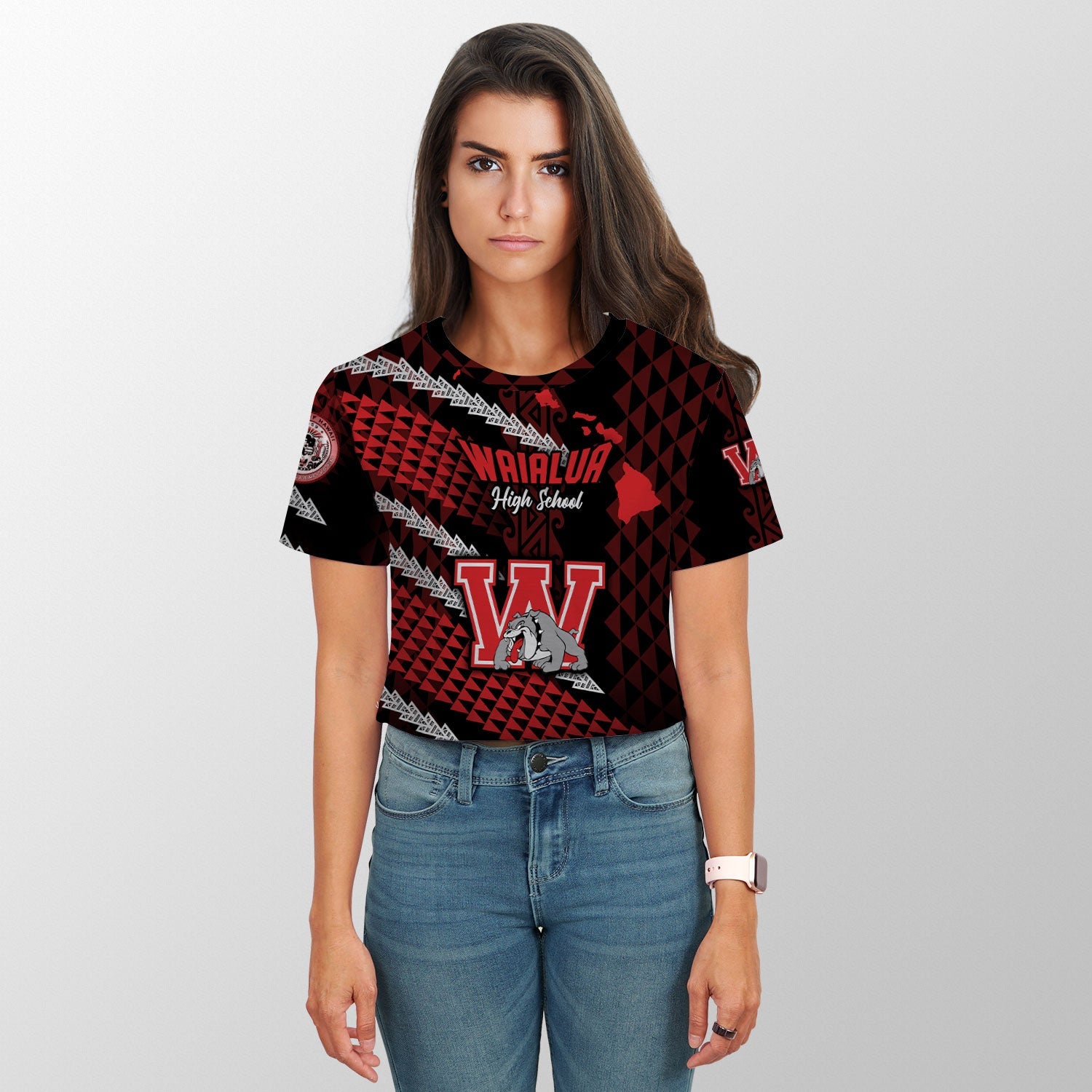 Hawaii Waialua High & Intermediate School Custom Croptop T Shirt Map Style