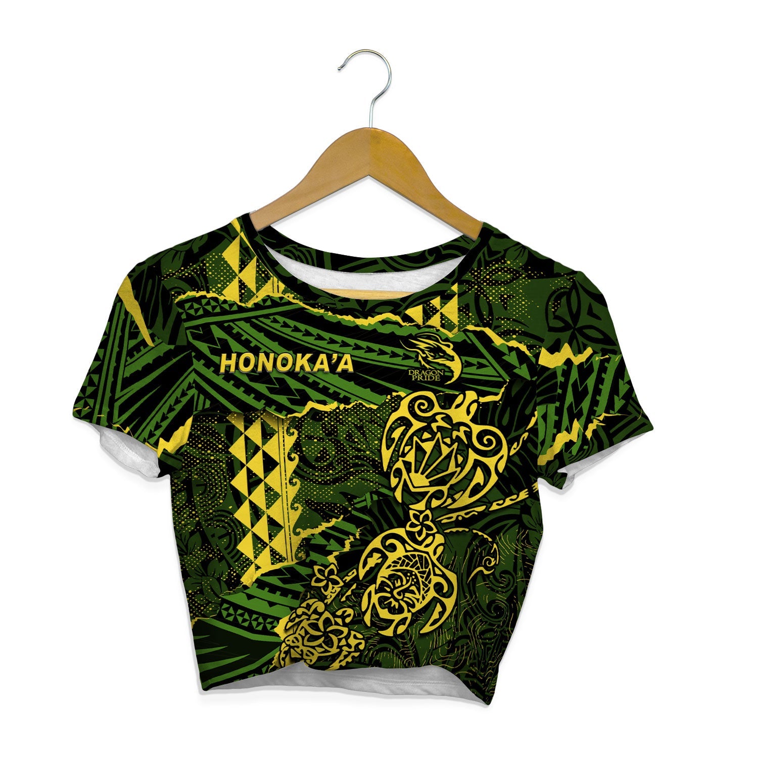 Hawaii Honoka High & Intermediate School Custom Croptop T Shirt Polynesian Turtle Style