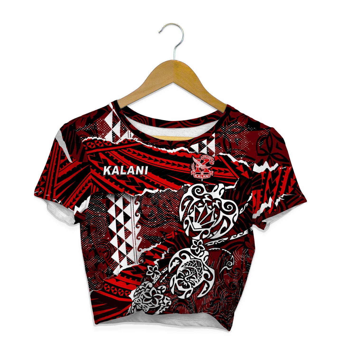 Hawaii Kalani High School Custom Croptop T Shirt Polynesian Turtle Style