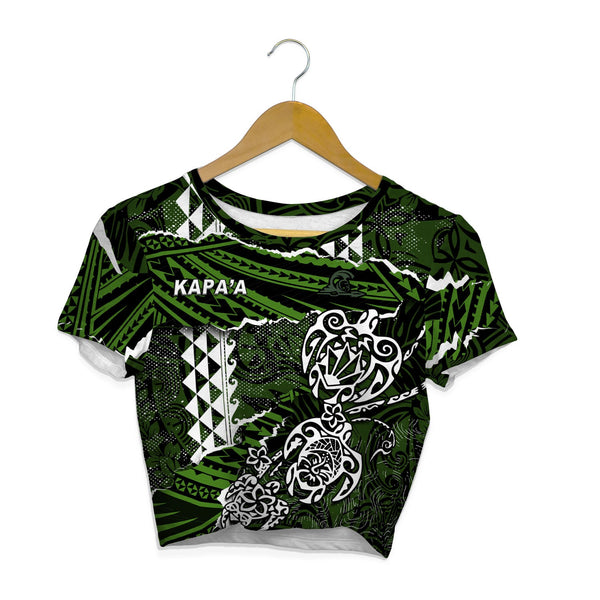 Hawaii Kapaa High School Custom Croptop T Shirt Polynesian Turtle Style