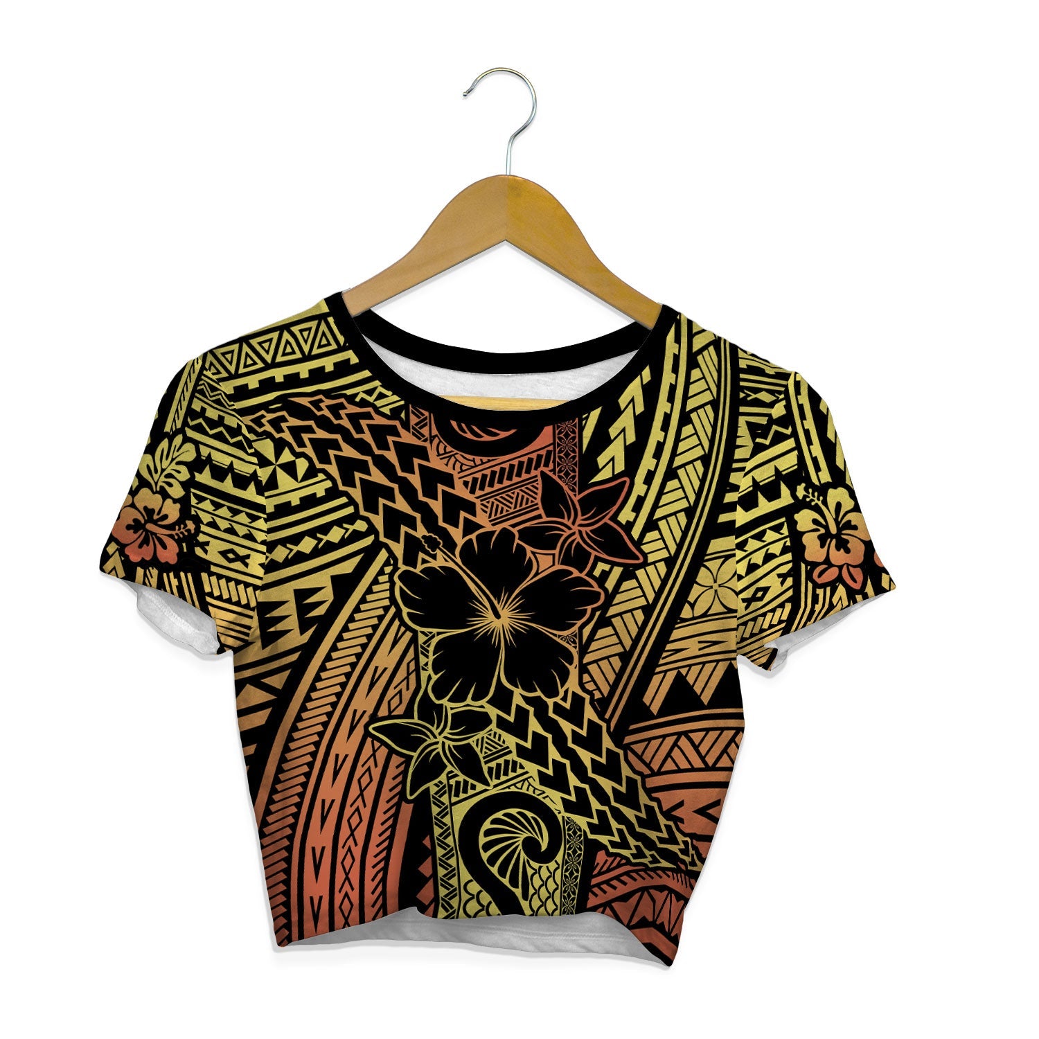 Hawaiian Reggae Croptop T Shirt Polynesian Hibiscus Style