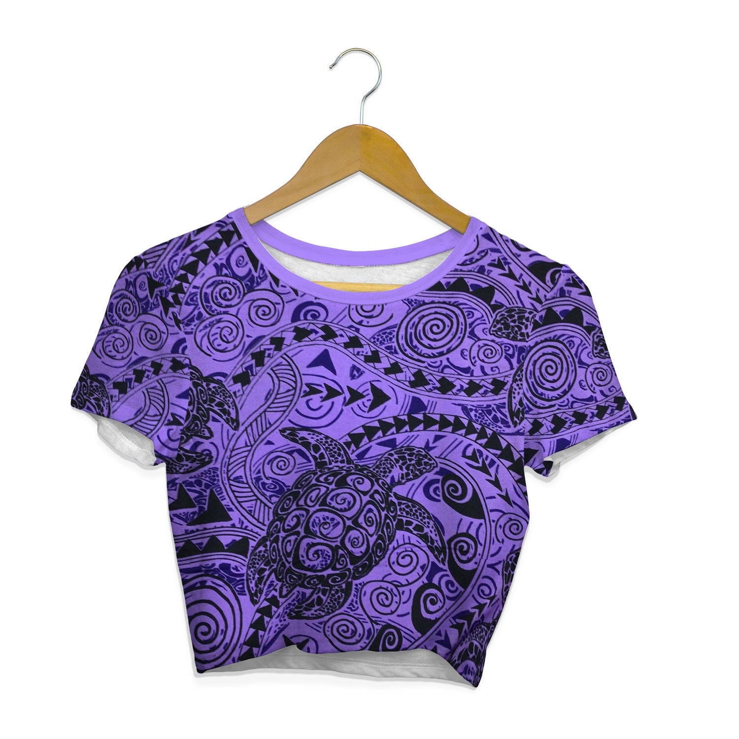 Hawaii Polynesian Turtle Croptop T Shirt Purple Style