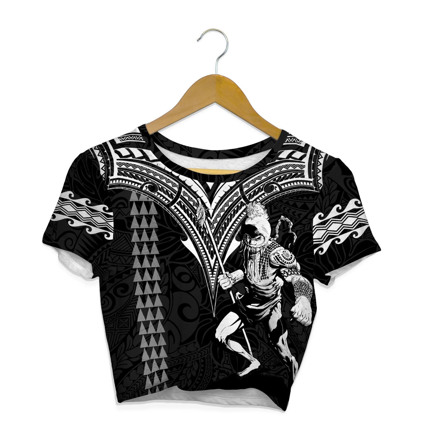 Custom Hawaii Ikaika Warrior Croptop T Shirt Polynesian Tattoo Style