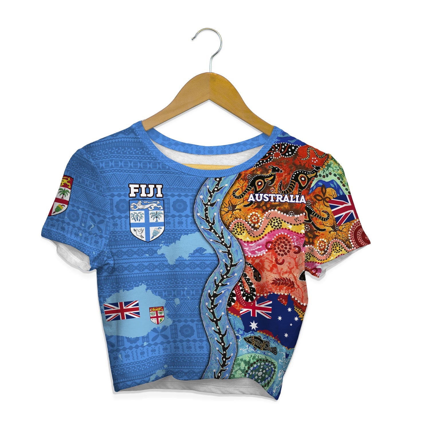 Custom Fiji Tapa & Australia Aboriginal Croptop T Shirt