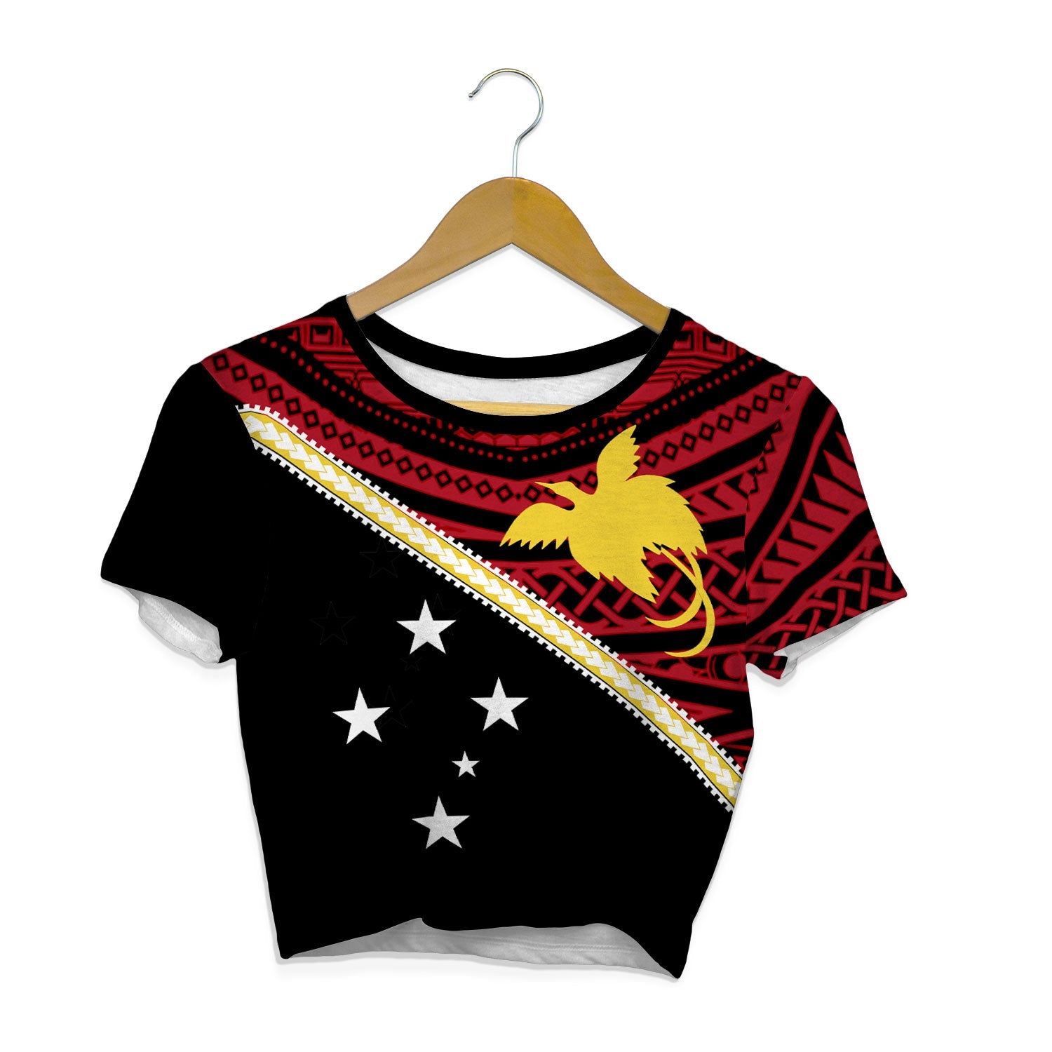 Papua New Guinea Croptop T Shirt Polynesian Flag Style