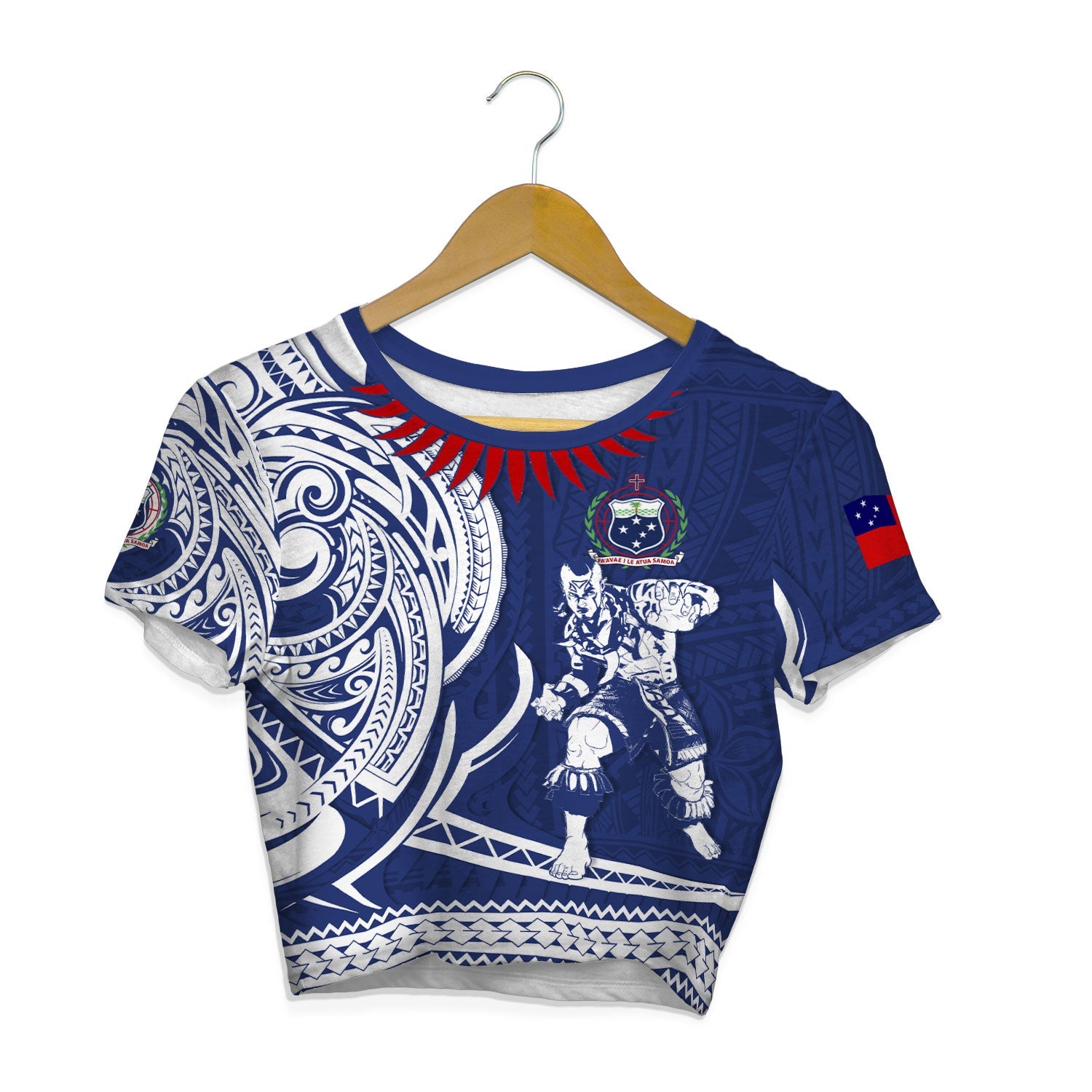 Custom Samoa Croptop T Shirt Warrior Ula Nifo Style