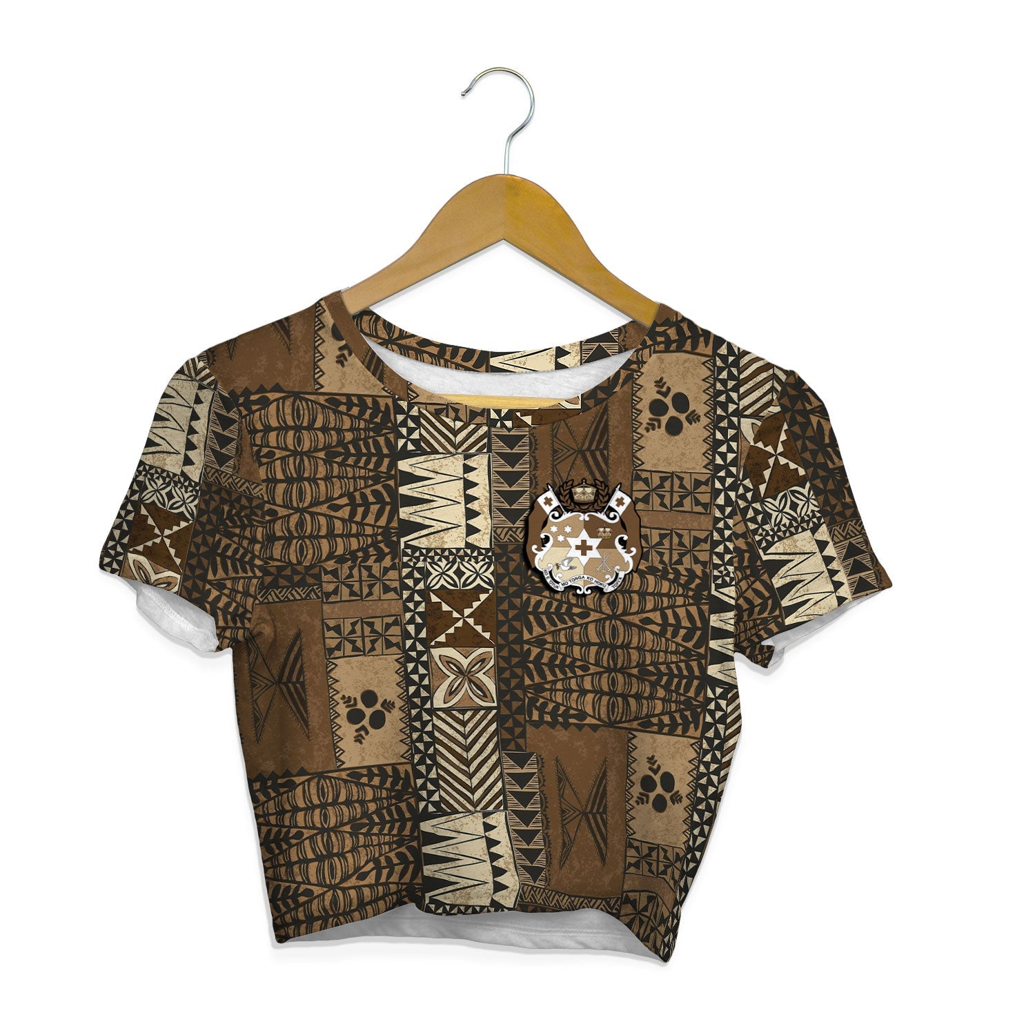 Custom Tonga Croptop T Shirt Ngatu Tapa Style