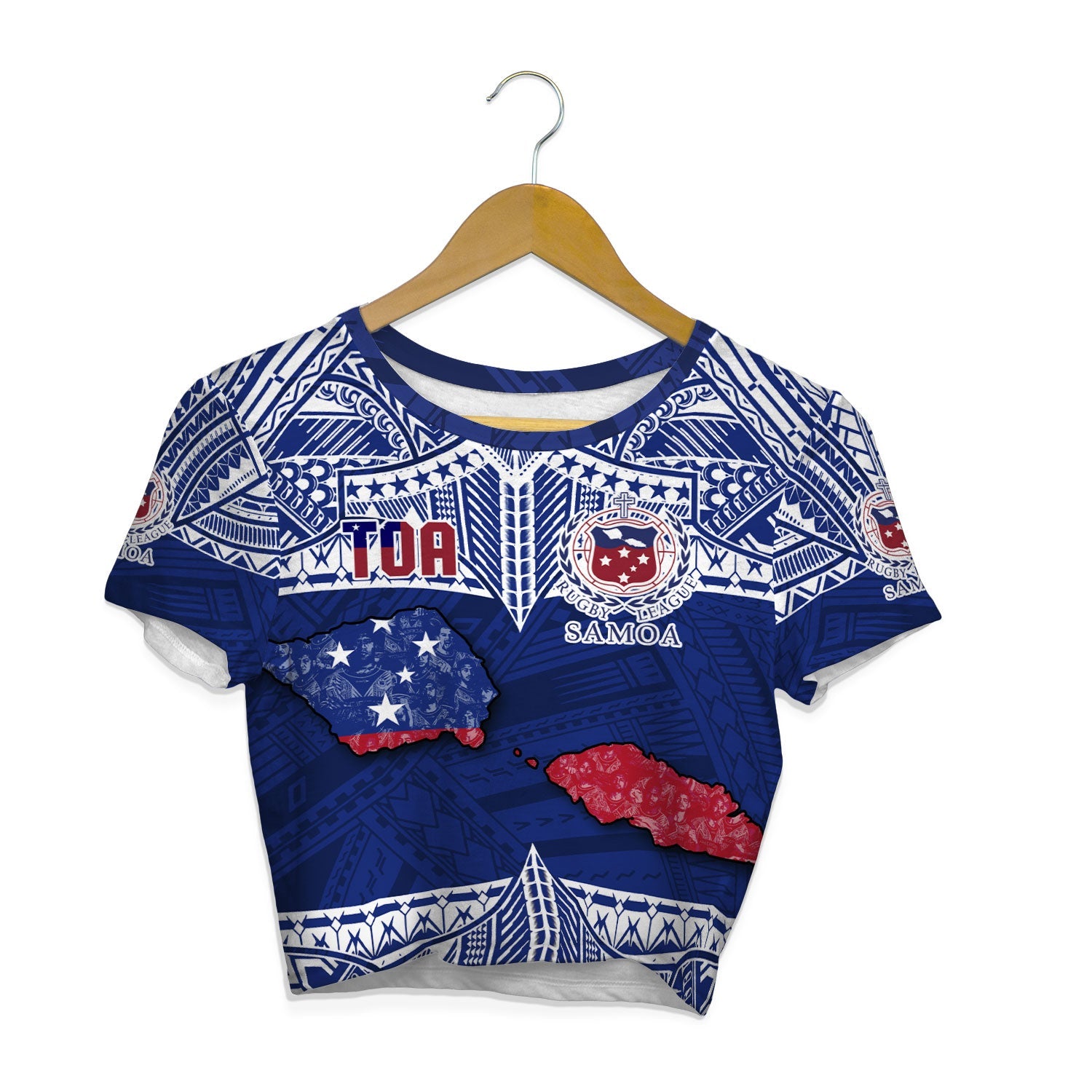 Custom Samoa TOA Rugby Croptop T Shirt Map Style