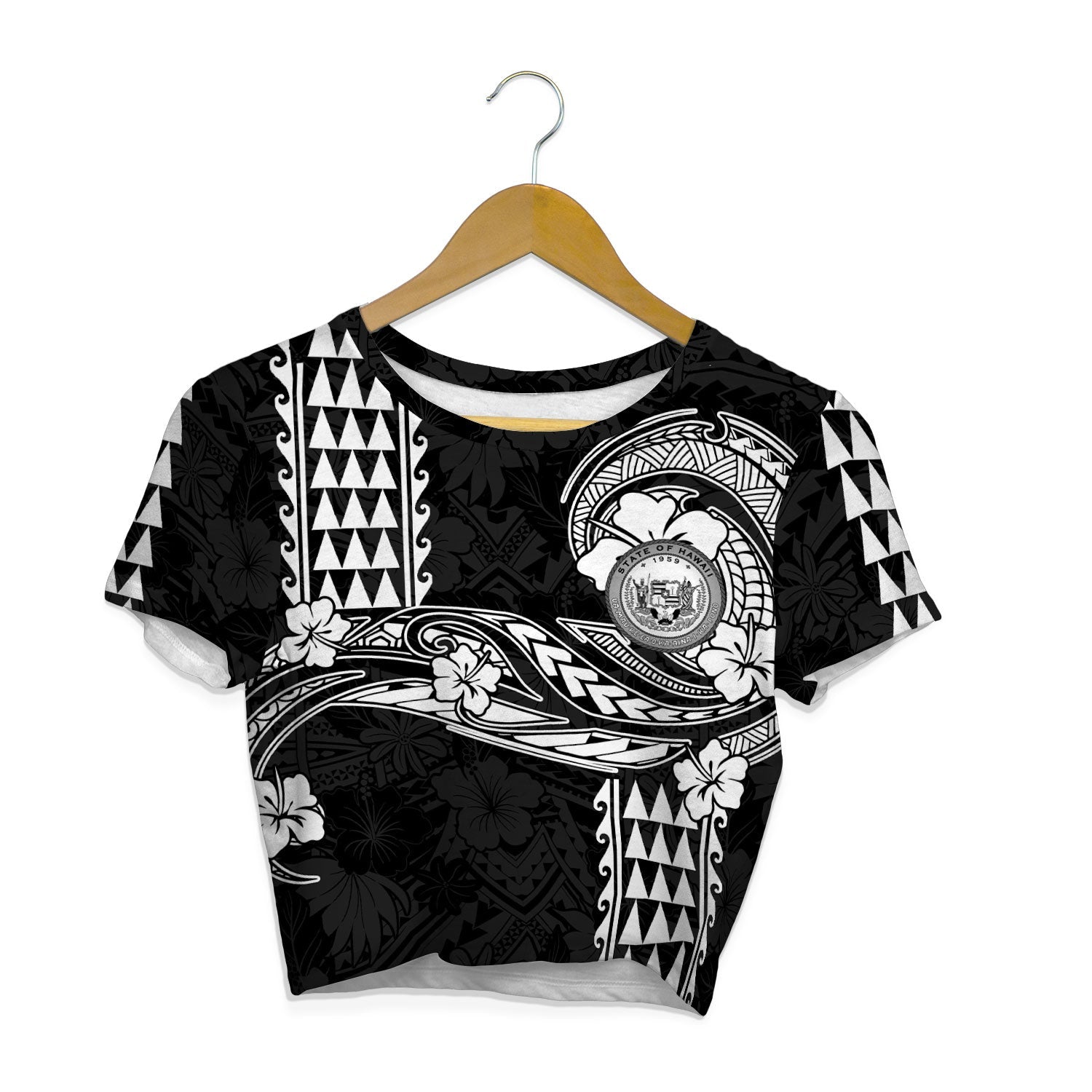 Hawaii Seal Croptop T Shirt Turtle & Map Style