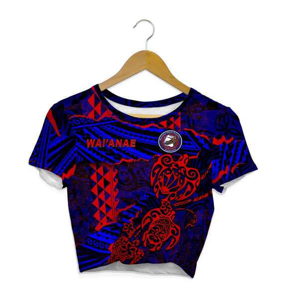 Hawaii Waianae High School Custom Croptop T Shirt Polynesian Turtle Style