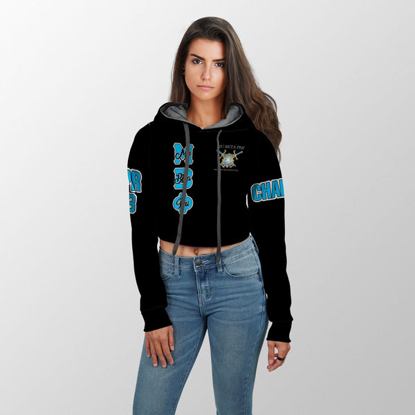 Fraternity Shirt - Personalized Mu Beta Phi Croptop Hoodie Original Dark Style