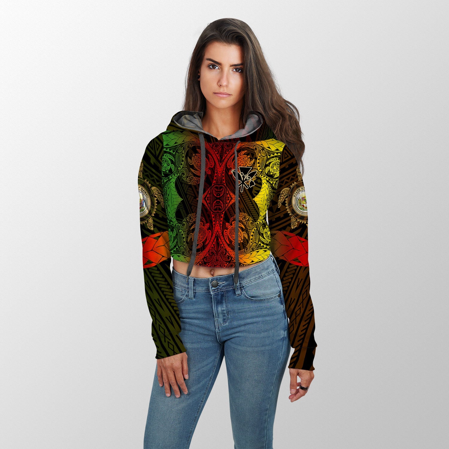 Kanaka Maoli Hawaii Croptop Hoodie Reggae Style