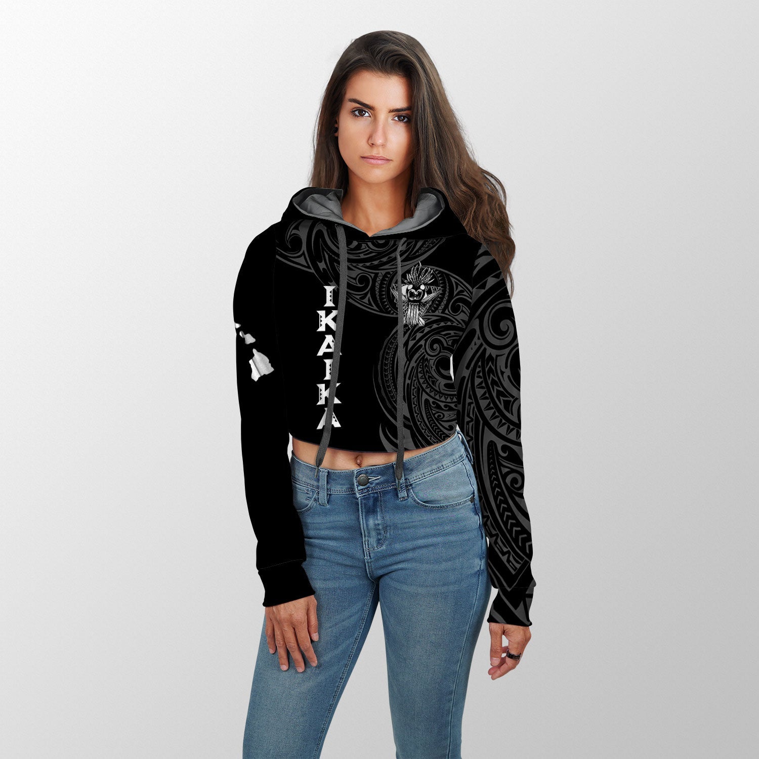 Hawaii Ikaika Warrior Croptop Hoodie Polynesian Style