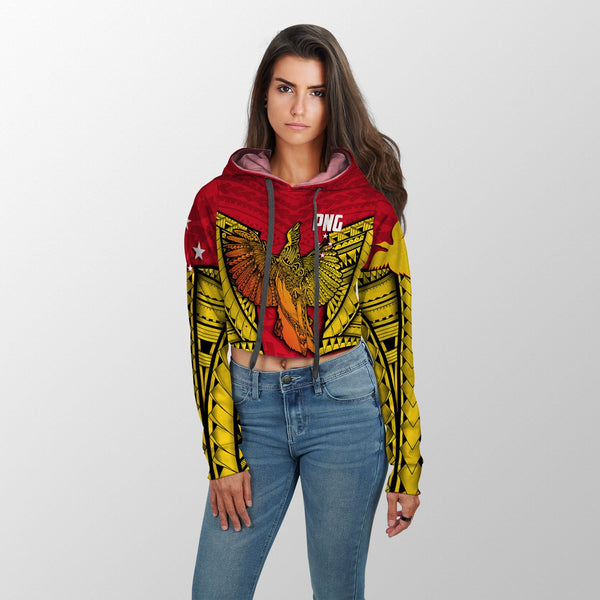 Papua New Guinea Independence Day Croptop Hoodie Raggiana Bird of Paradise Style