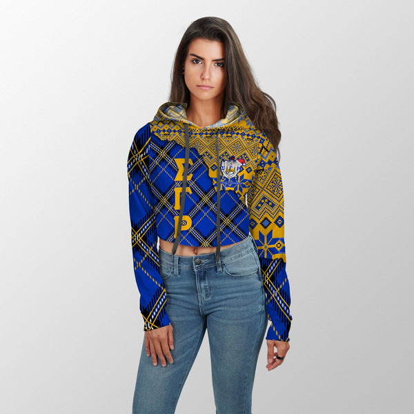 Sorority Shirt - Christmas Sigma Gamma Rho Girl Croptop Hoodie Plaid Background Style