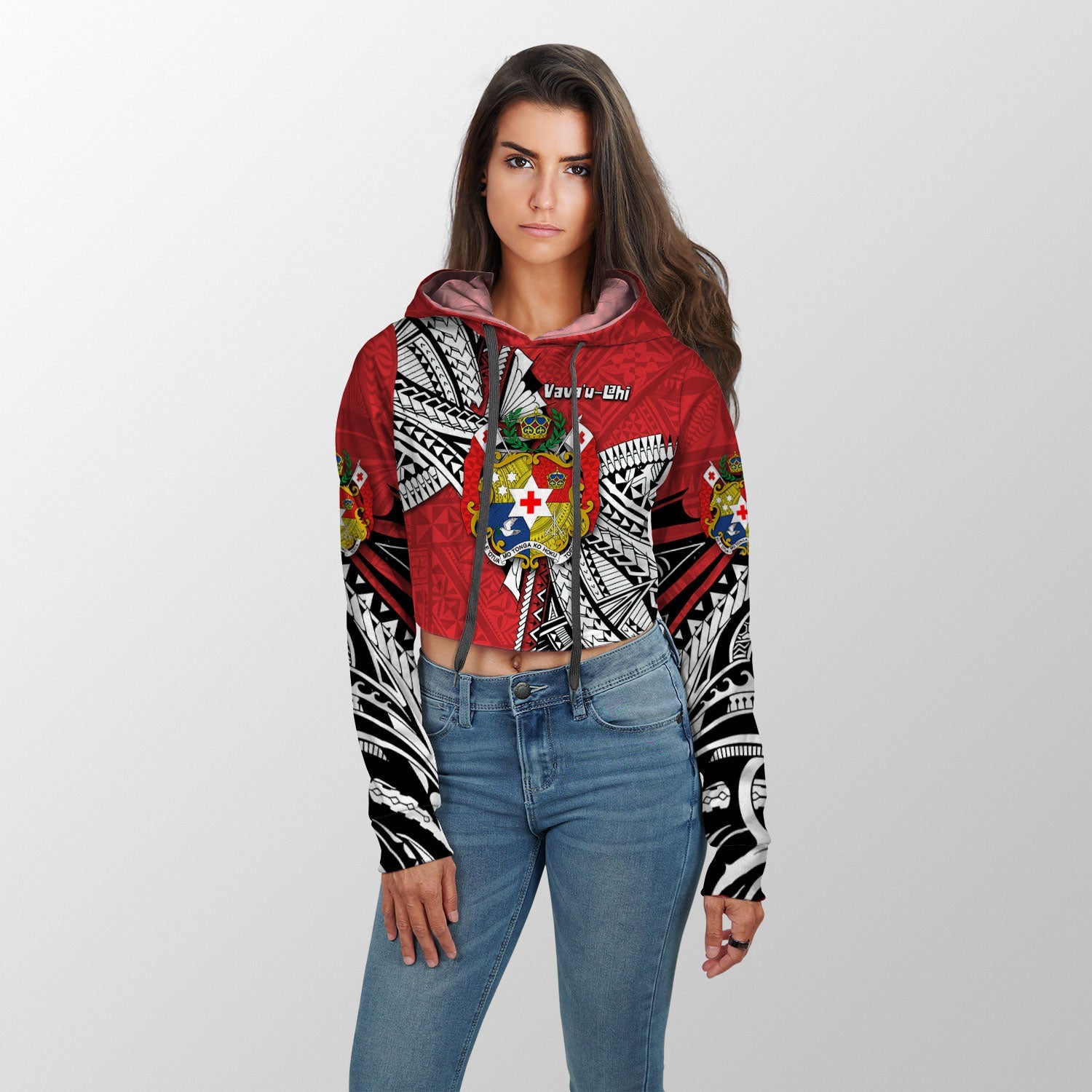 Custom Tonga Vava'u Lahi Coat Of Arms Croptop Hoodie