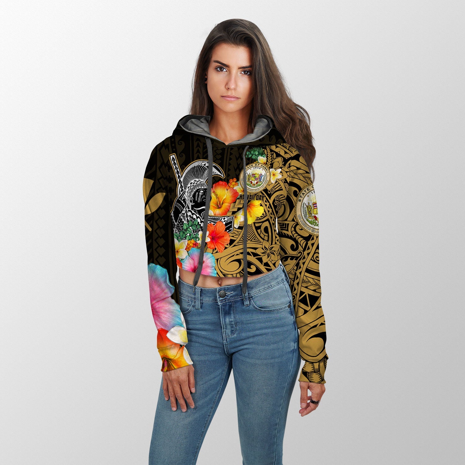 Hawaii Day King Kamehameha Croptop Hoodie