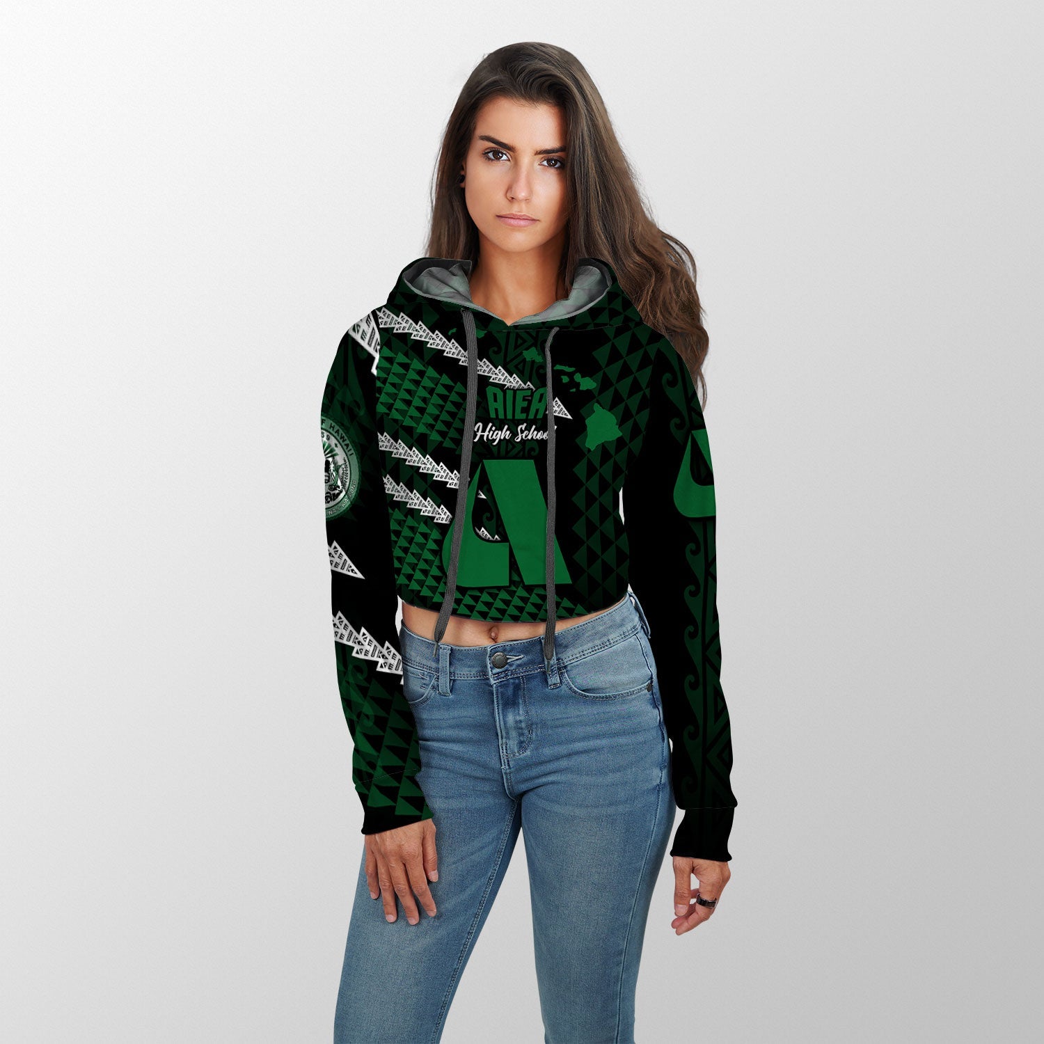 Hawaii Aiea High School Custom Croptop Hoodie Map Style