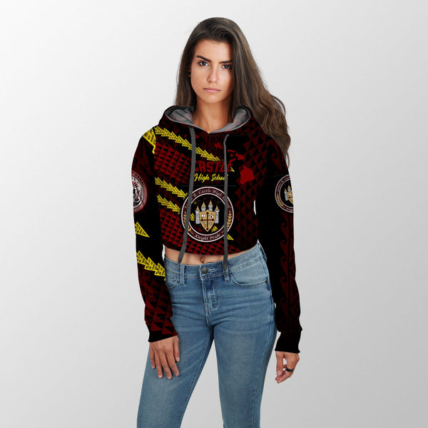 Hawaii Castle High School Custom Croptop Hoodie Map Style